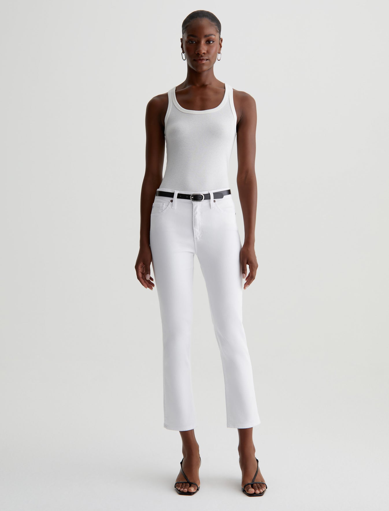Mari Crop Modern White High-Rise Slim Straight Leg AG Cloud Soft Denim™ Women Bottom Photo 1