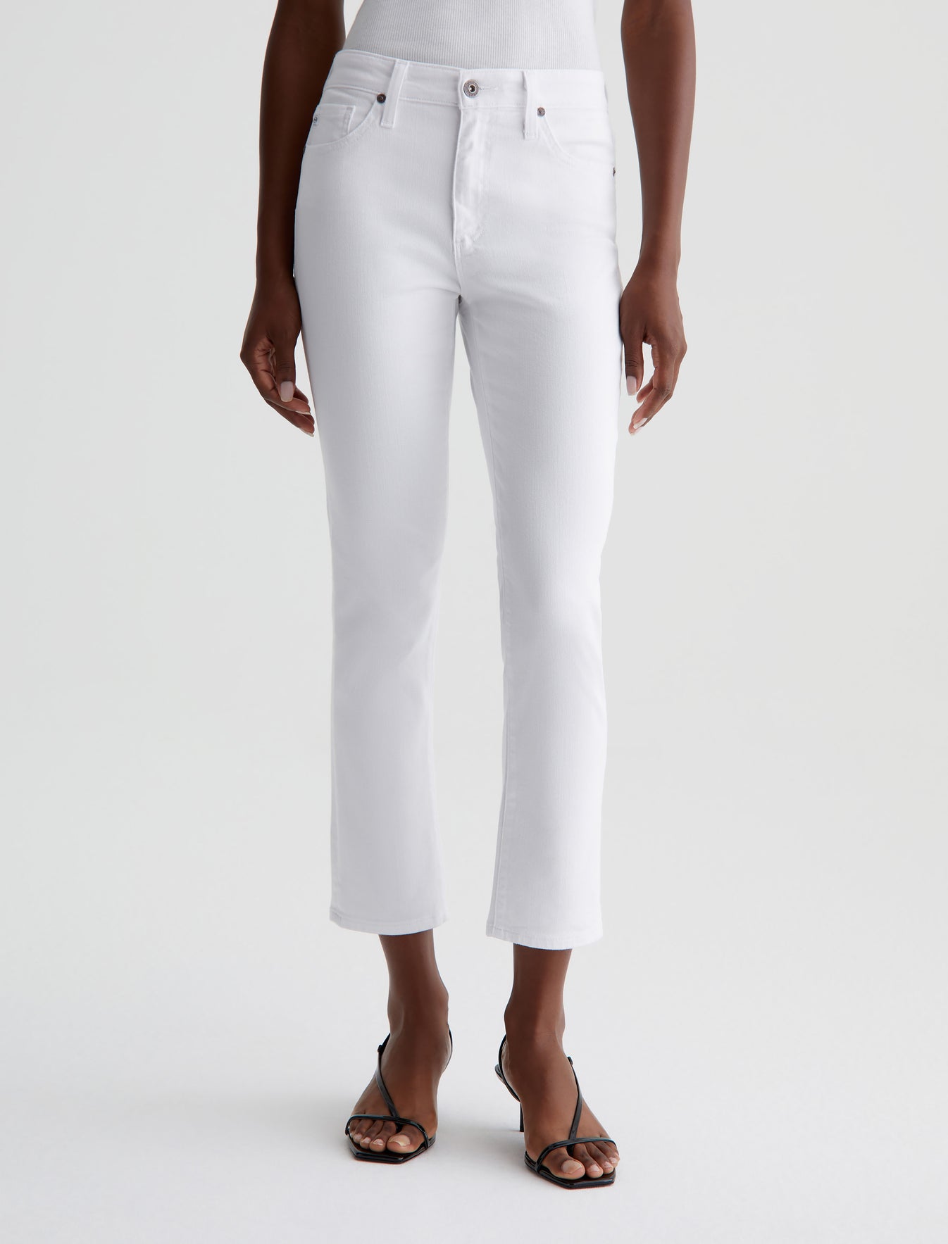 Mari Crop Modern White High-Rise Slim Straight Leg AG Cloud Soft Denim™ Women Bottom Photo 2