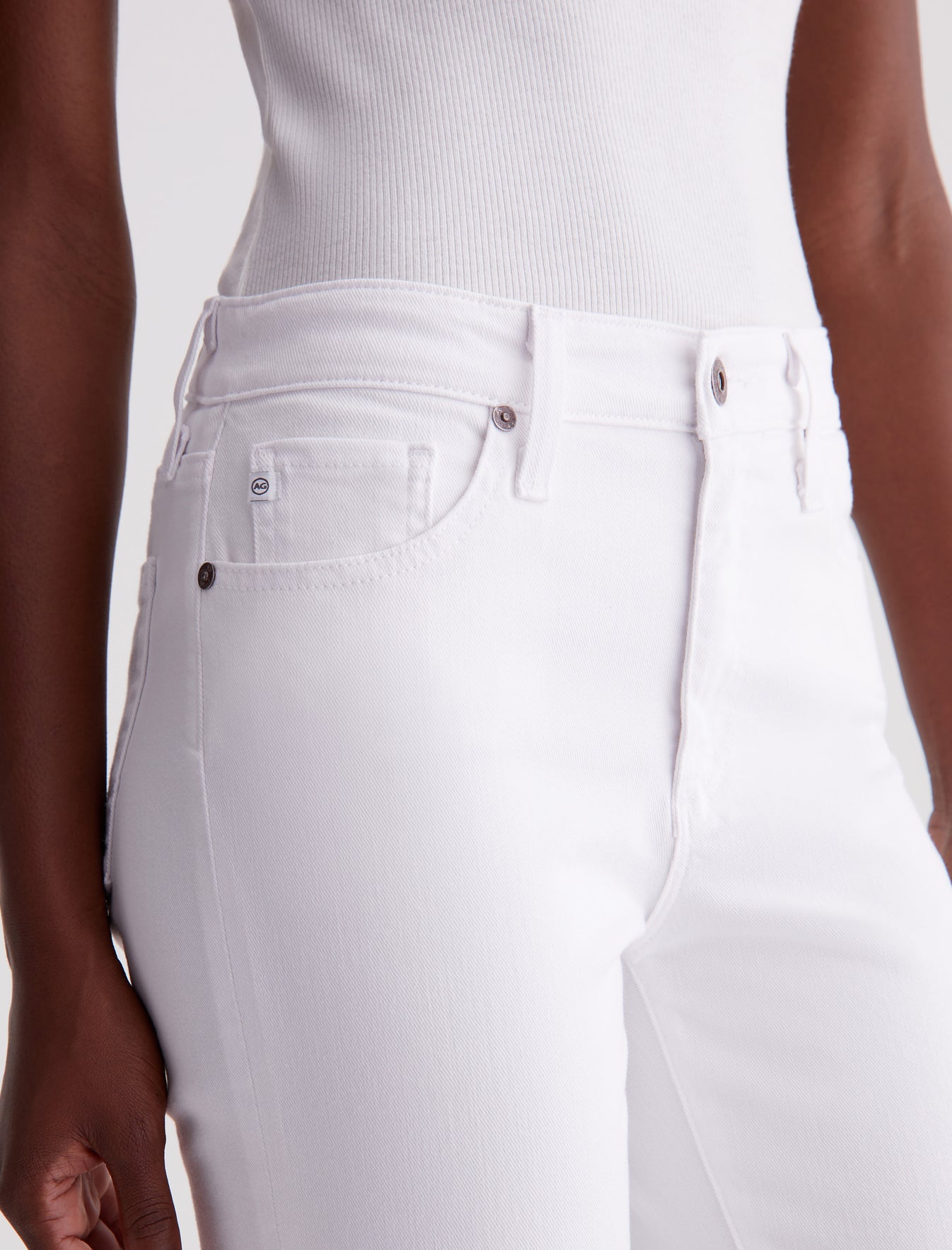 Mari Crop Modern White High-Rise Slim Straight Leg AG Cloud Soft Denim™ Women Bottom Photo 3