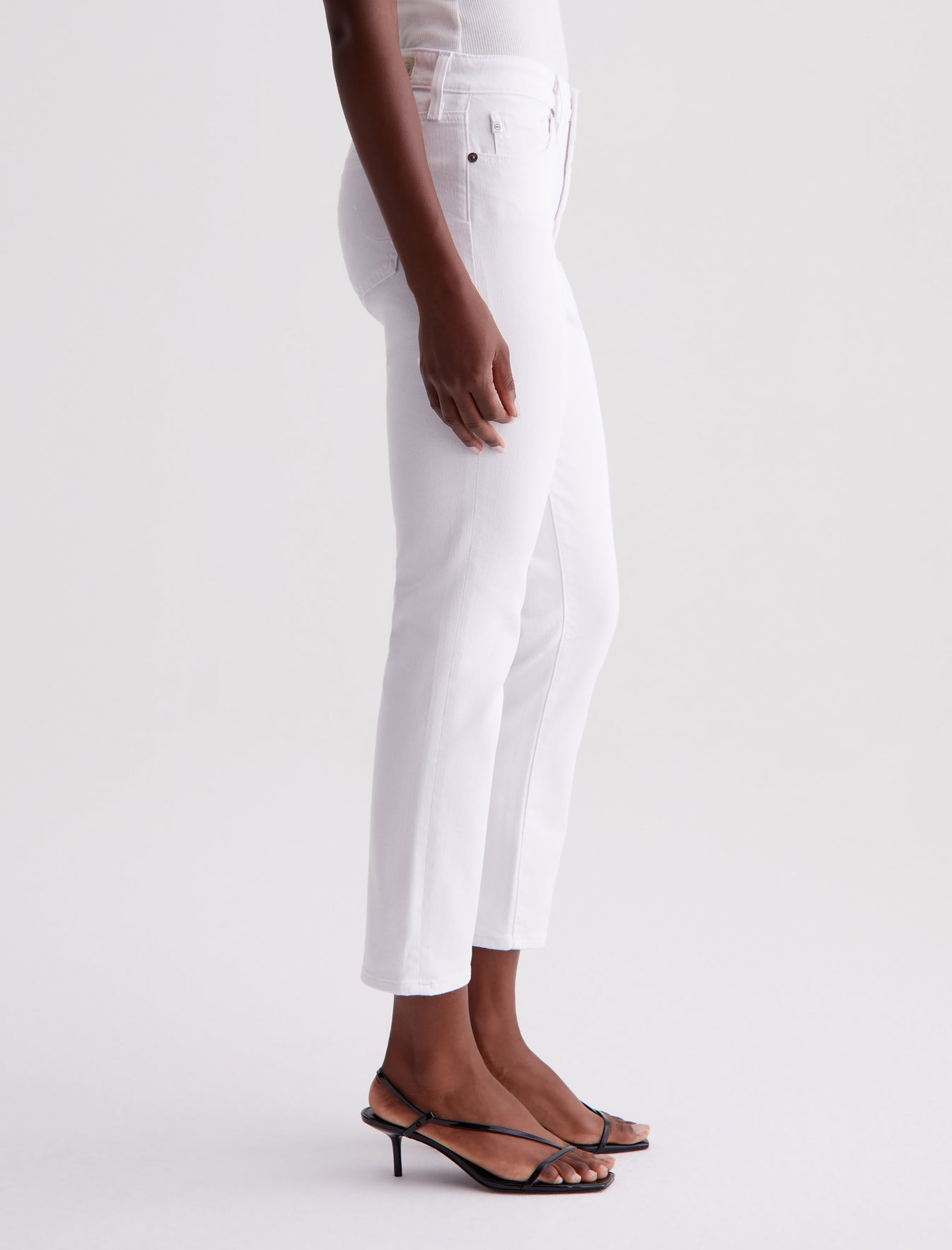 Mari Crop Modern White High-Rise Slim Straight Leg AG Cloud Soft Denim™ Women Bottom Photo 4