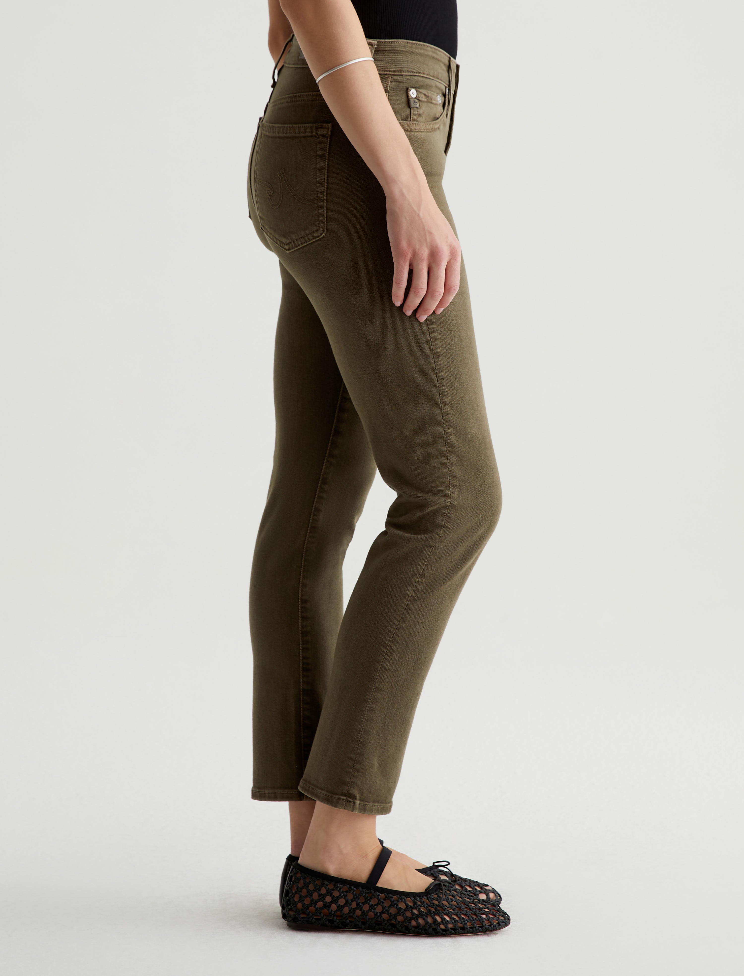 Mari Crop Sulfur Shady Moss High-Rise Slim Straight Women Bottom Photo 4