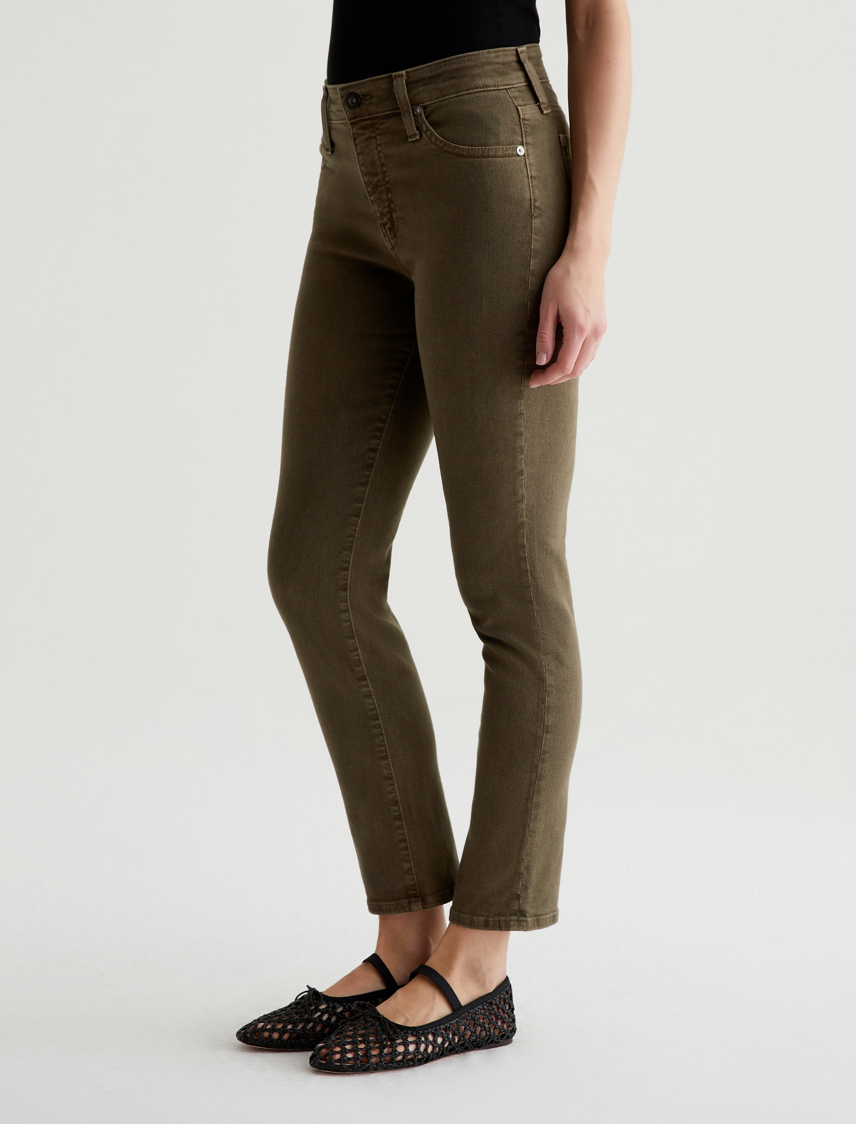 Mari Crop Sulfur Shady Moss High-Rise Slim Straight Women Bottom Photo 5