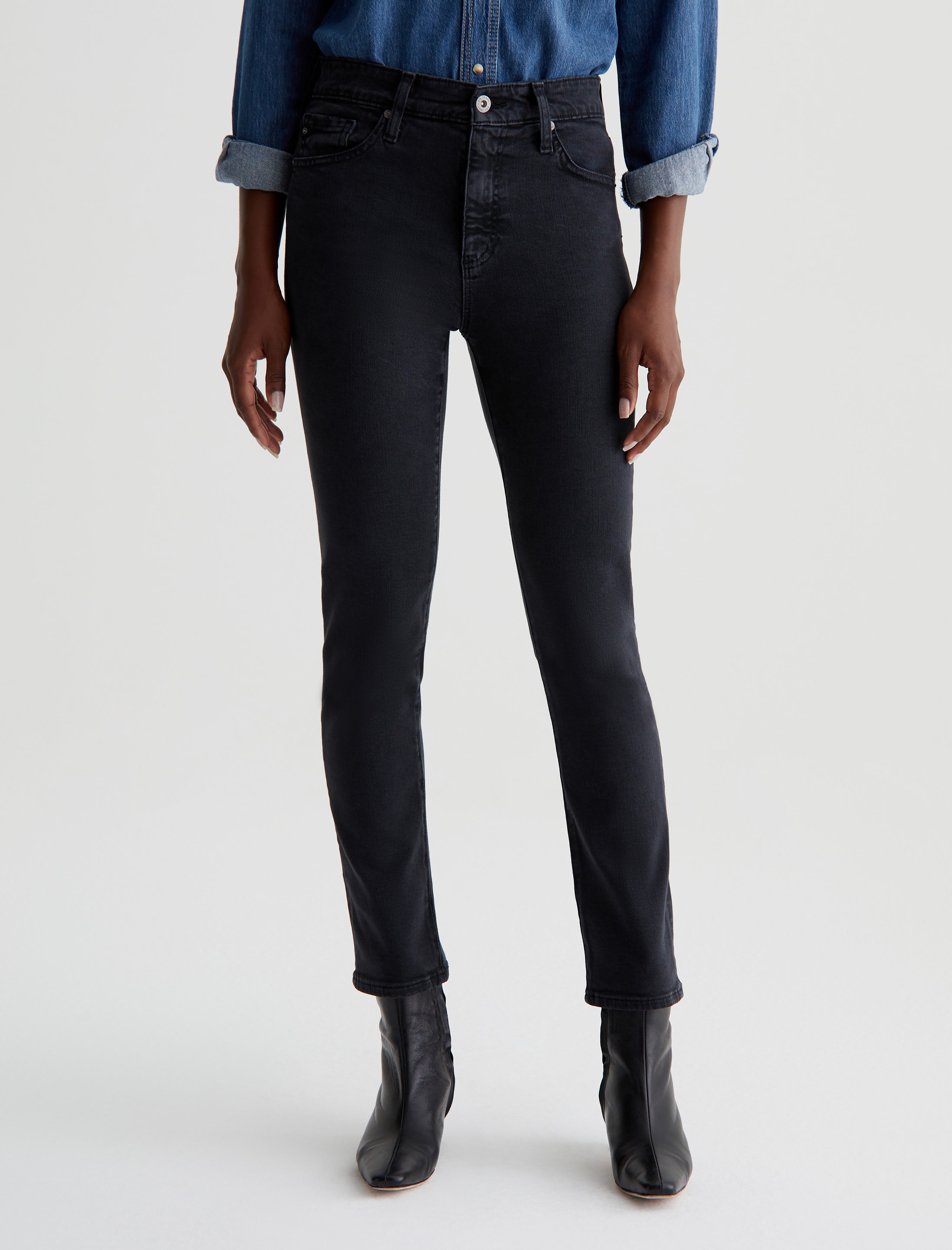 Mari Crop Sulfur Black High-Rise Slim Straight Women Bottom Photo 2