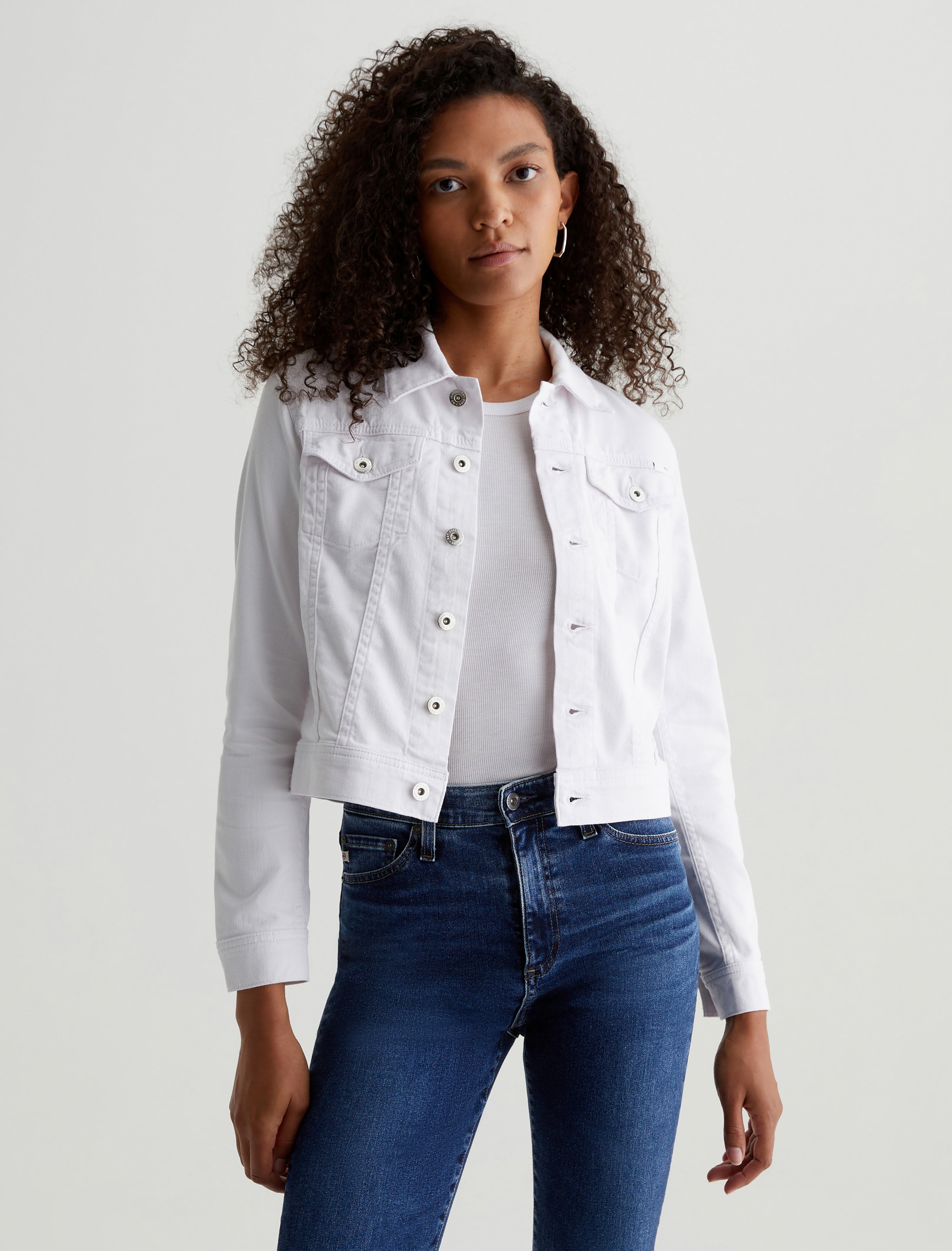 Robyn Jacket True White Slim Denim Jacket Women Top Photo 1