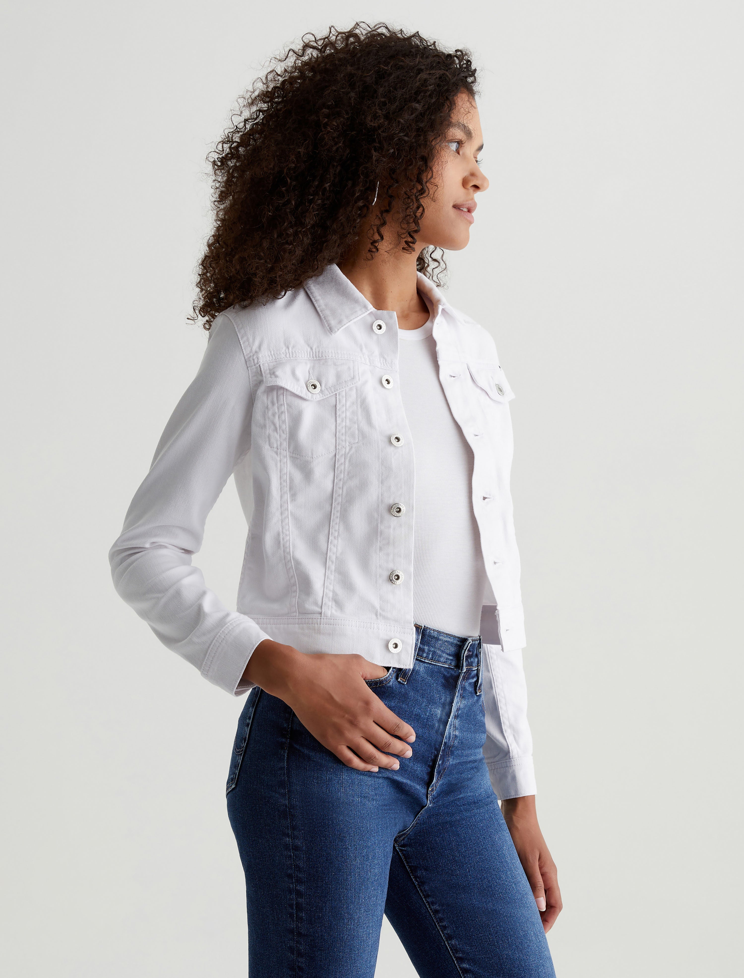 Robyn Jacket True White Slim Denim Jacket Women Top Photo 6