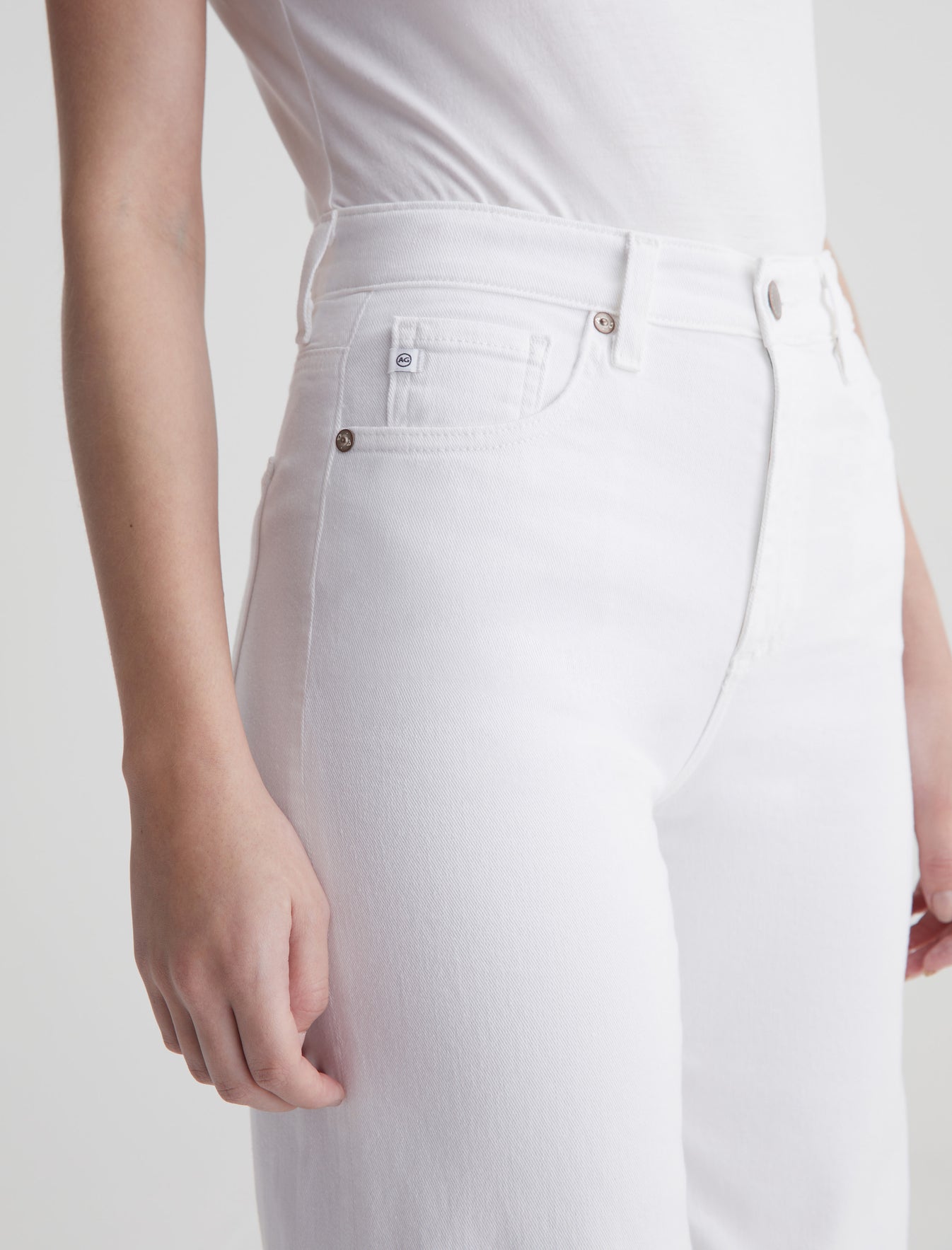 Saige Wide Leg Crop Modern White High-Rise Fit AG Cloud Soft Denim™ Women Bottom Photo 3