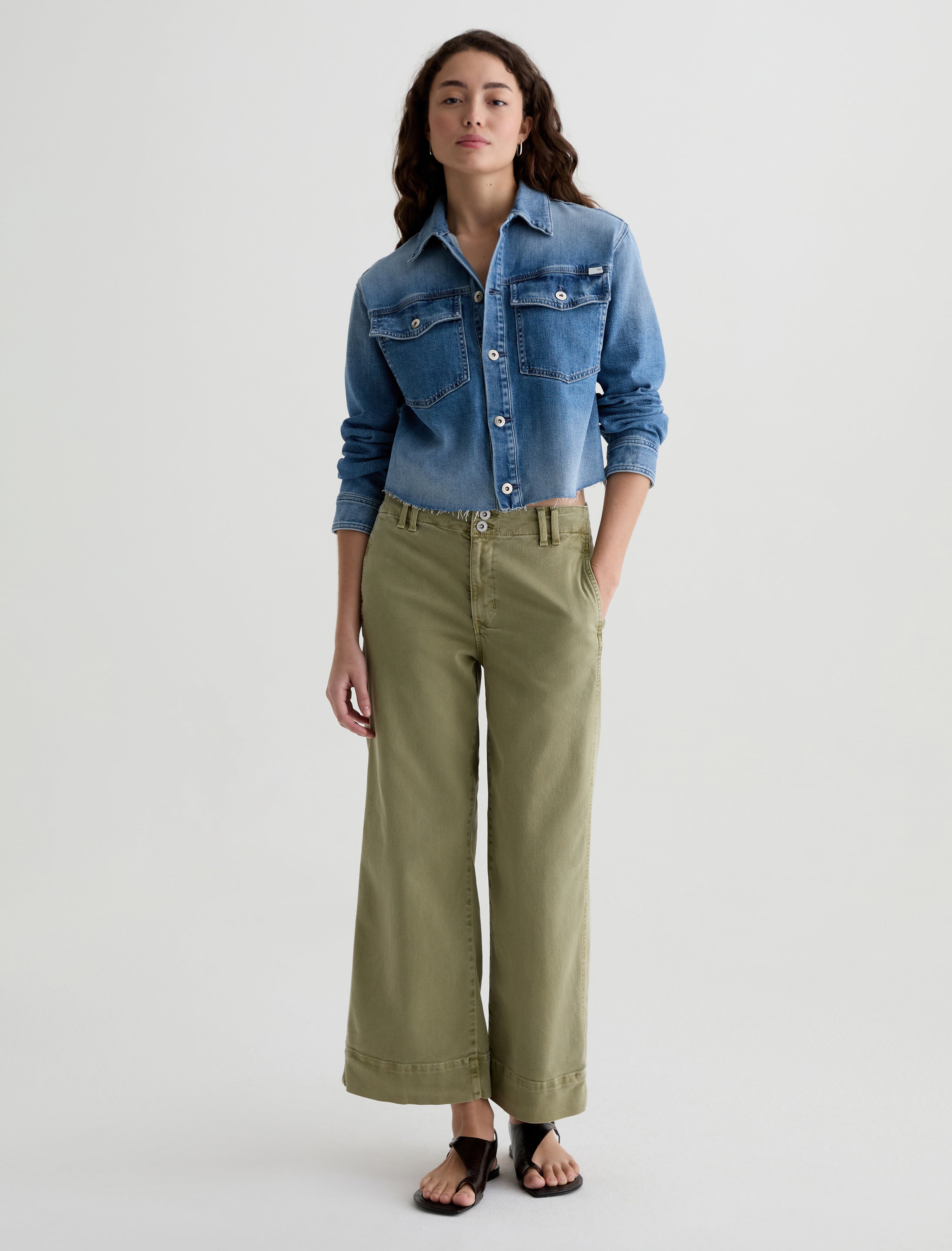 Natasha Sulfur Basil Mid-Rise Crop Women Bottom Photo 1
