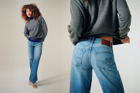 Model wearing a pair of jeans from PetiteCollective™
