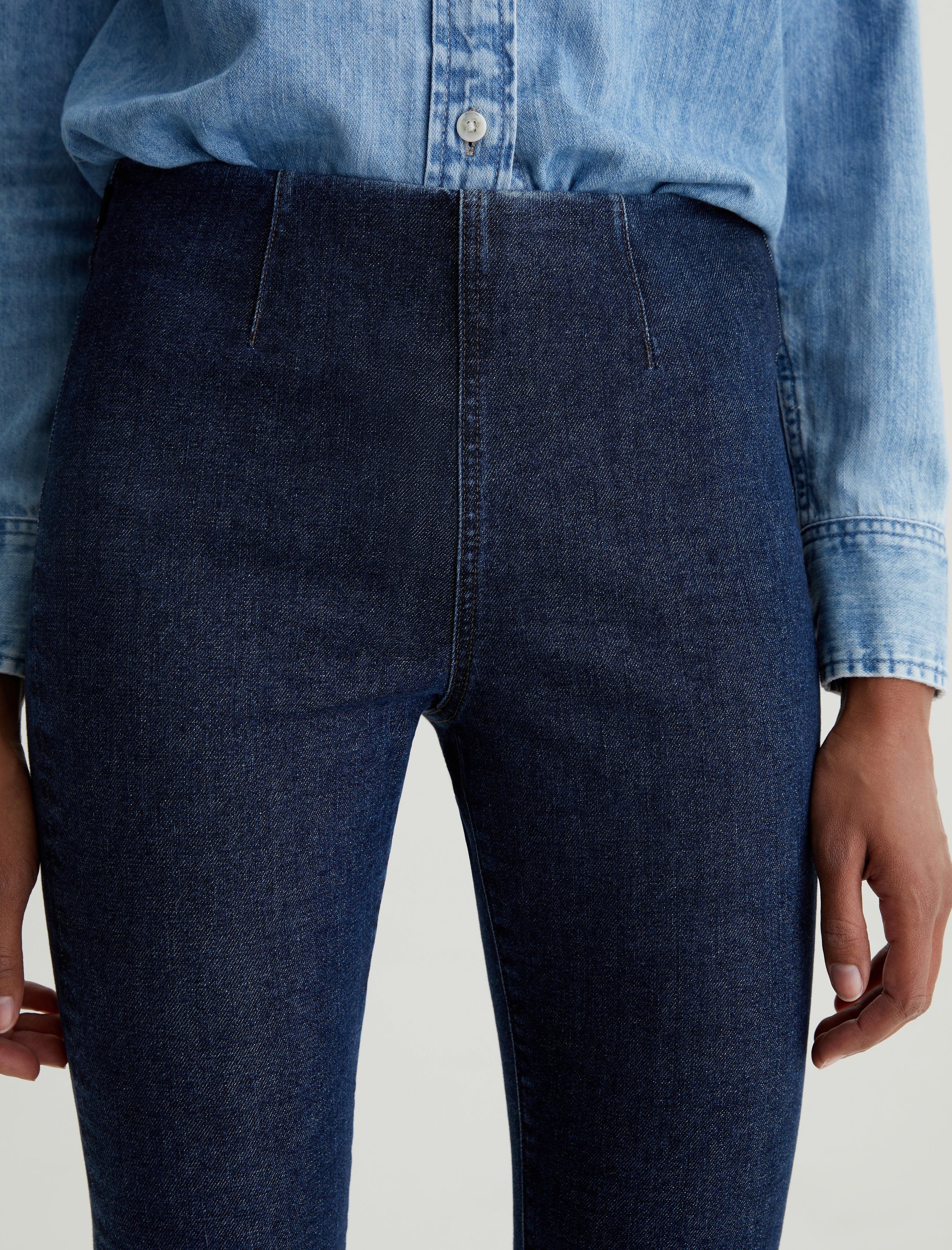 Mari Crop Hyacinth Pull On Mid Rise Slim Straight Women Bottom Photo 3