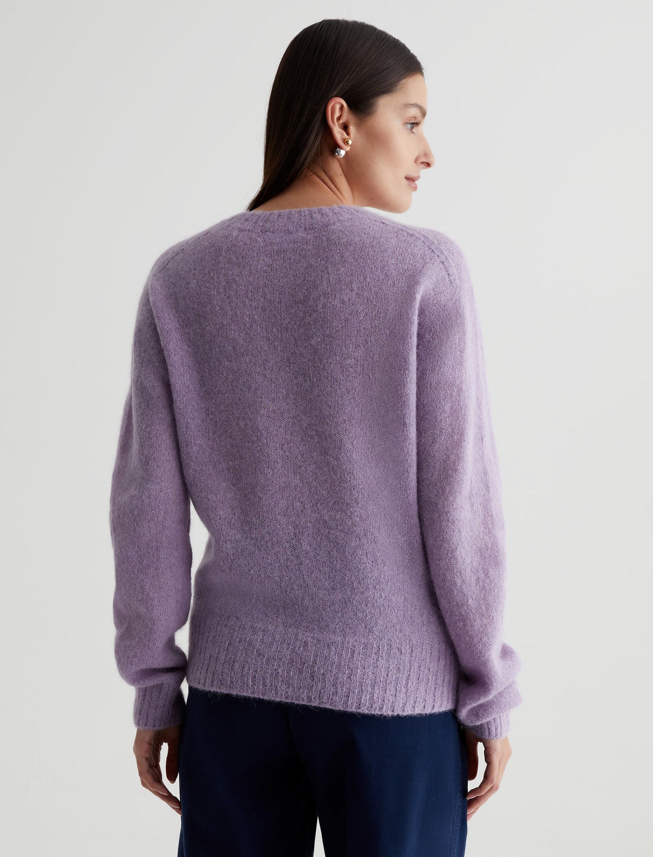Morgan Crew Dark Orchid Relaxed Fit Crew Neck Sweater Women Top Photo 6