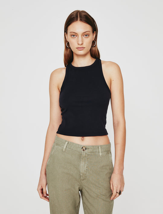 Olive Tank Ex-Black 90'S Vintage Crop Tank Women Top Photo 1