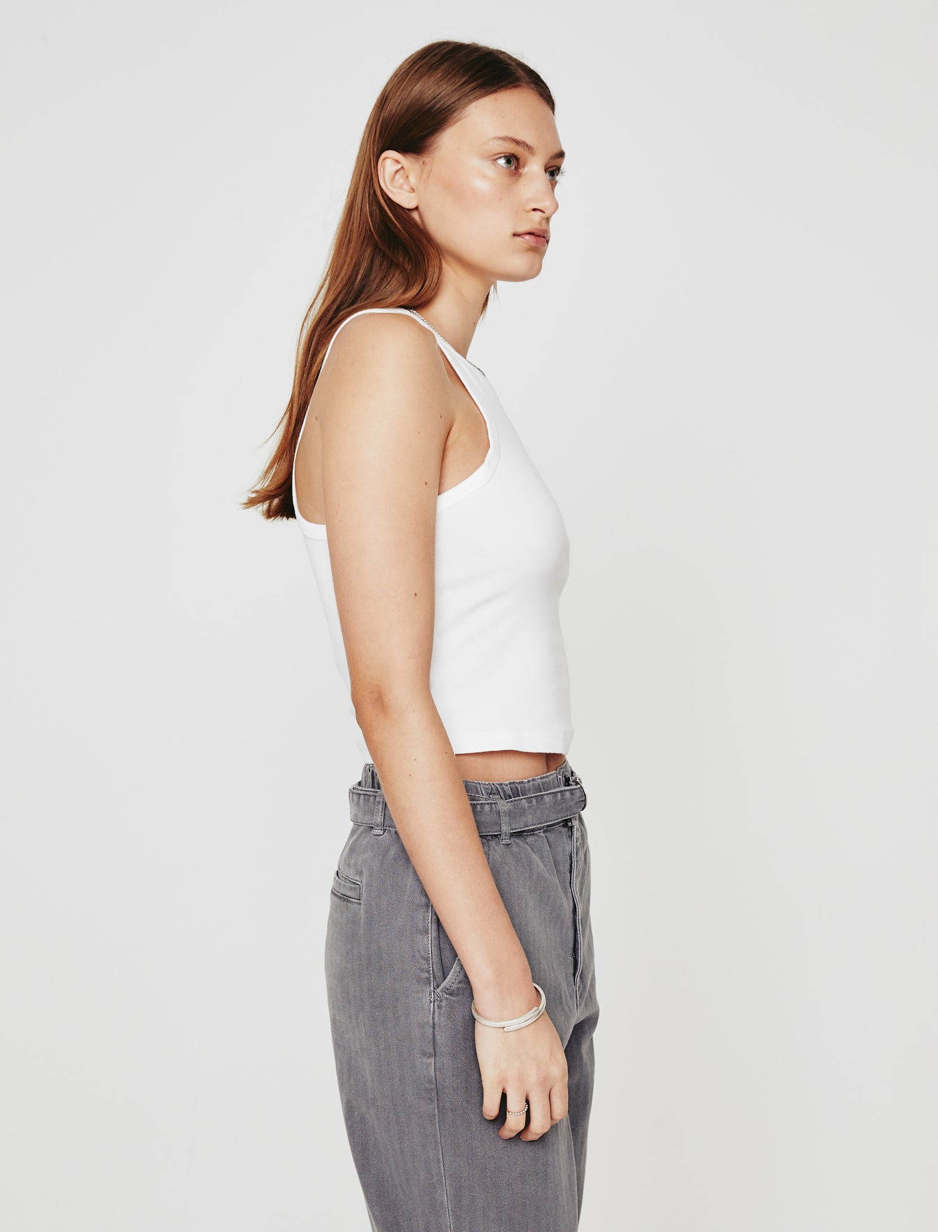 Olive Tank Ex-White 90'S Vintage Crop Tank Women Top Photo 5