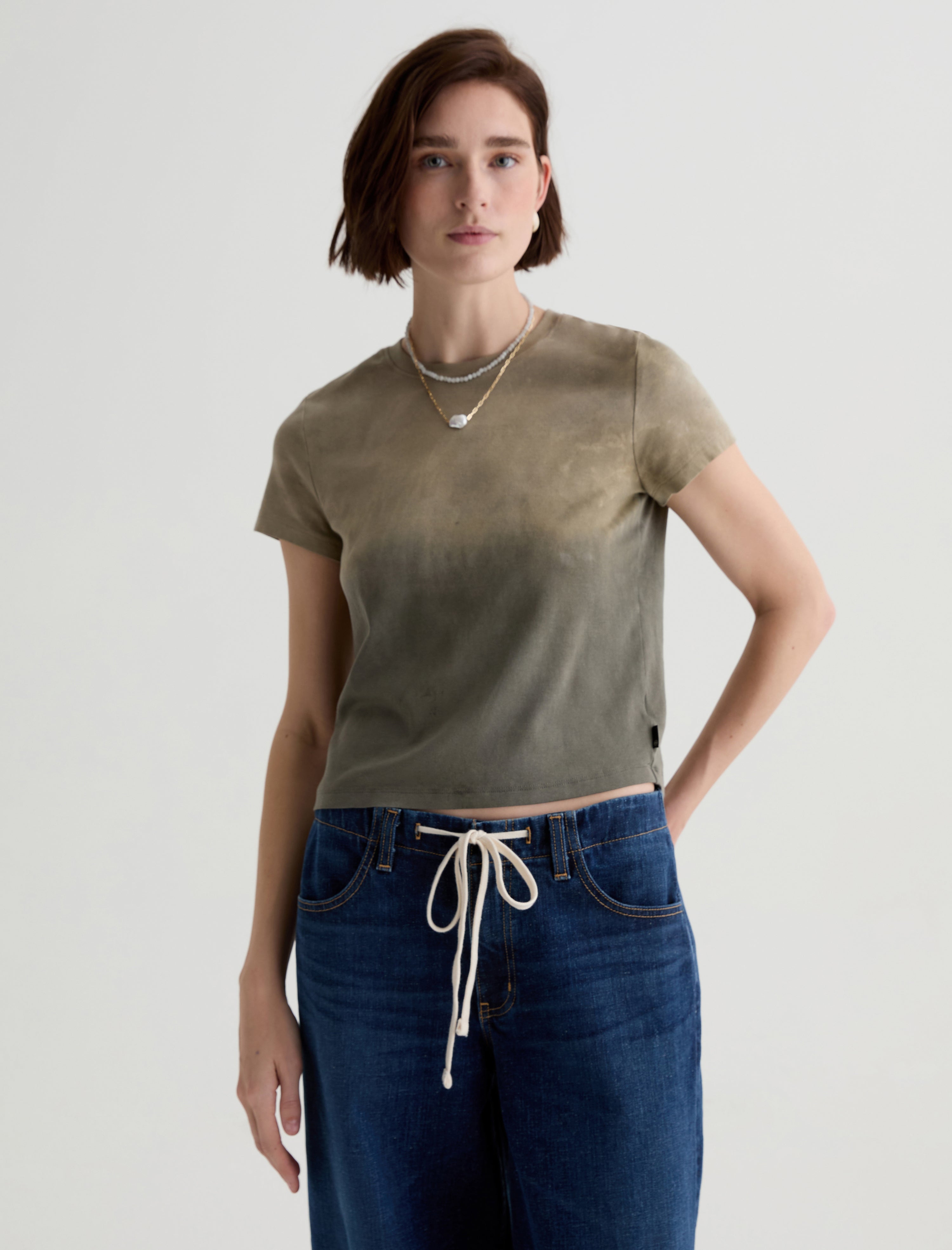 Sadie Crew Natural Dye Green Multi Earth Day Collection 90'S Vintage Crop T Shirt Women Top Photo 1