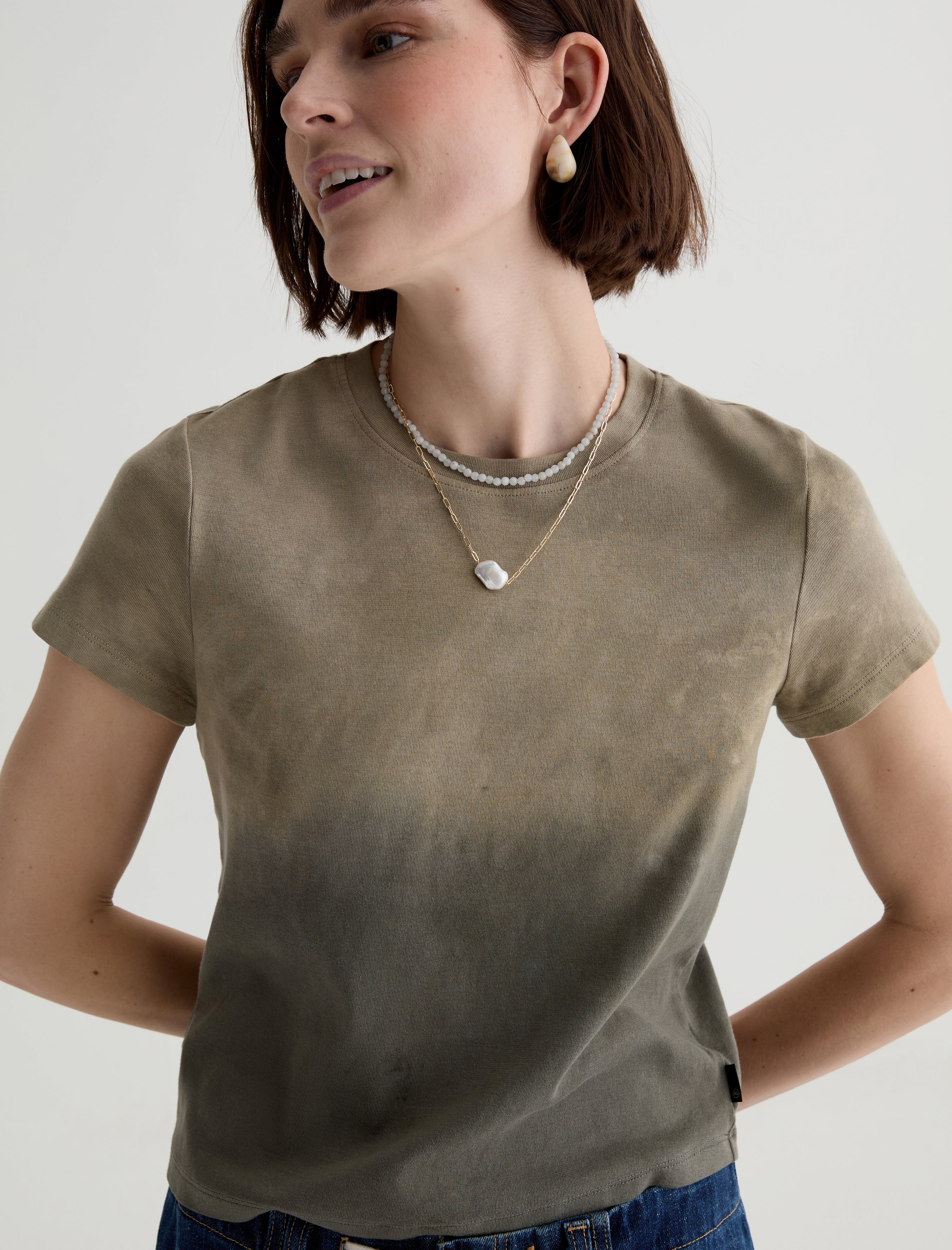 Sadie Crew Natural Dye Green Multi Earth Day Collection 90'S Vintage Crop T Shirt Women Top Photo 2