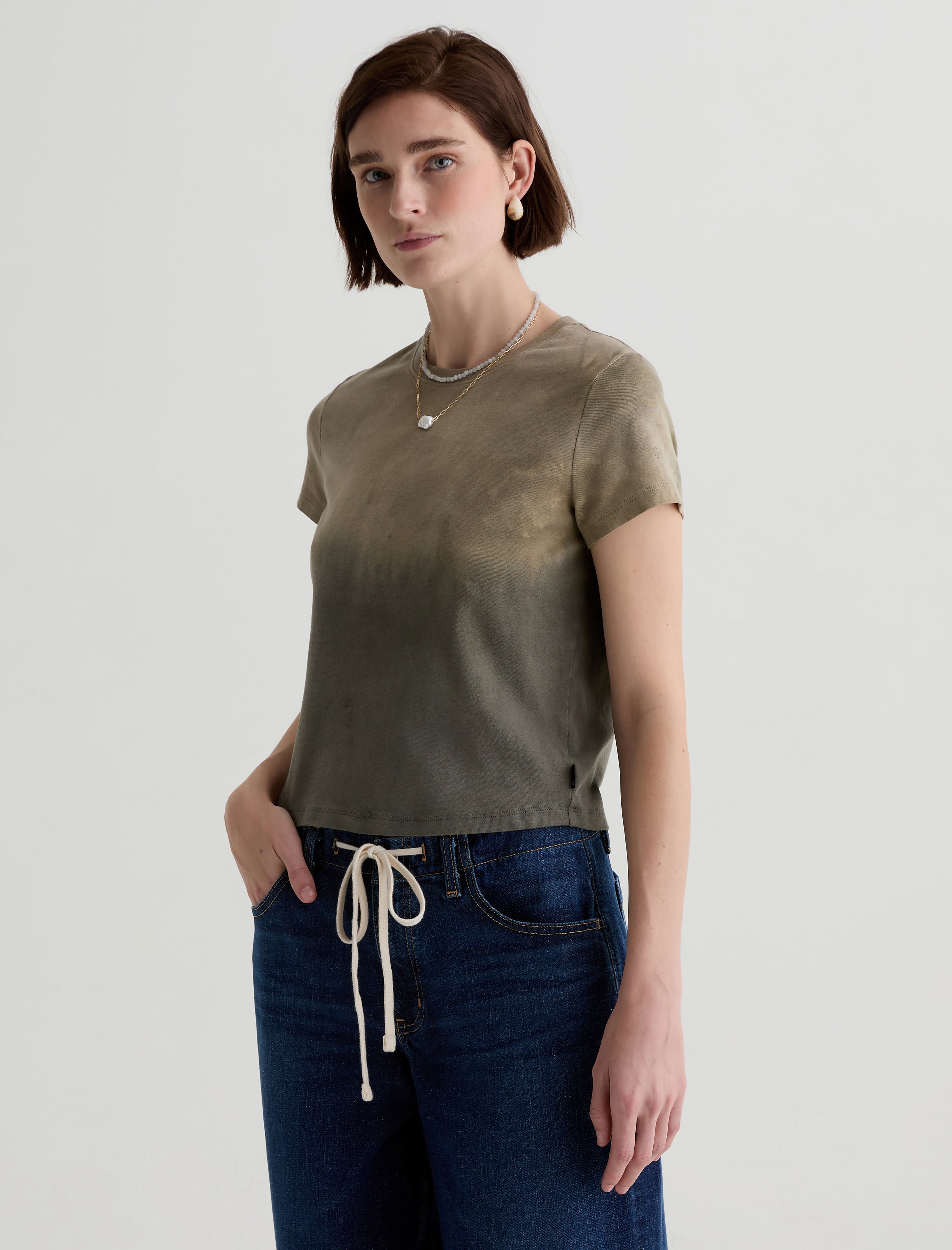 Sadie Crew Natural Dye Green Multi Earth Day Collection 90'S Vintage Crop T Shirt Women Top Photo 6