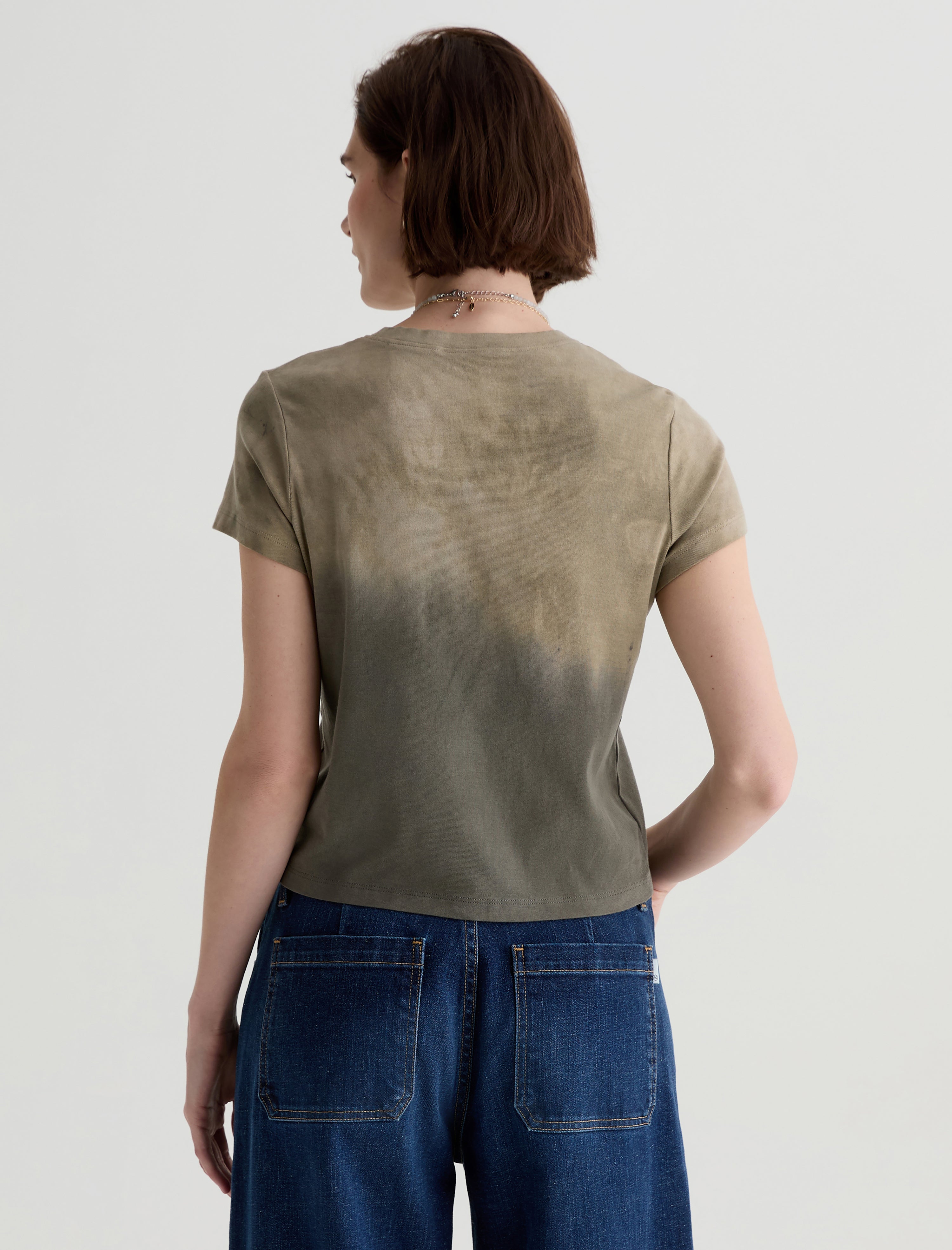 Sadie Crew Natural Dye Green Multi Earth Day Collection 90'S Vintage Crop T Shirt Women Top Photo 7