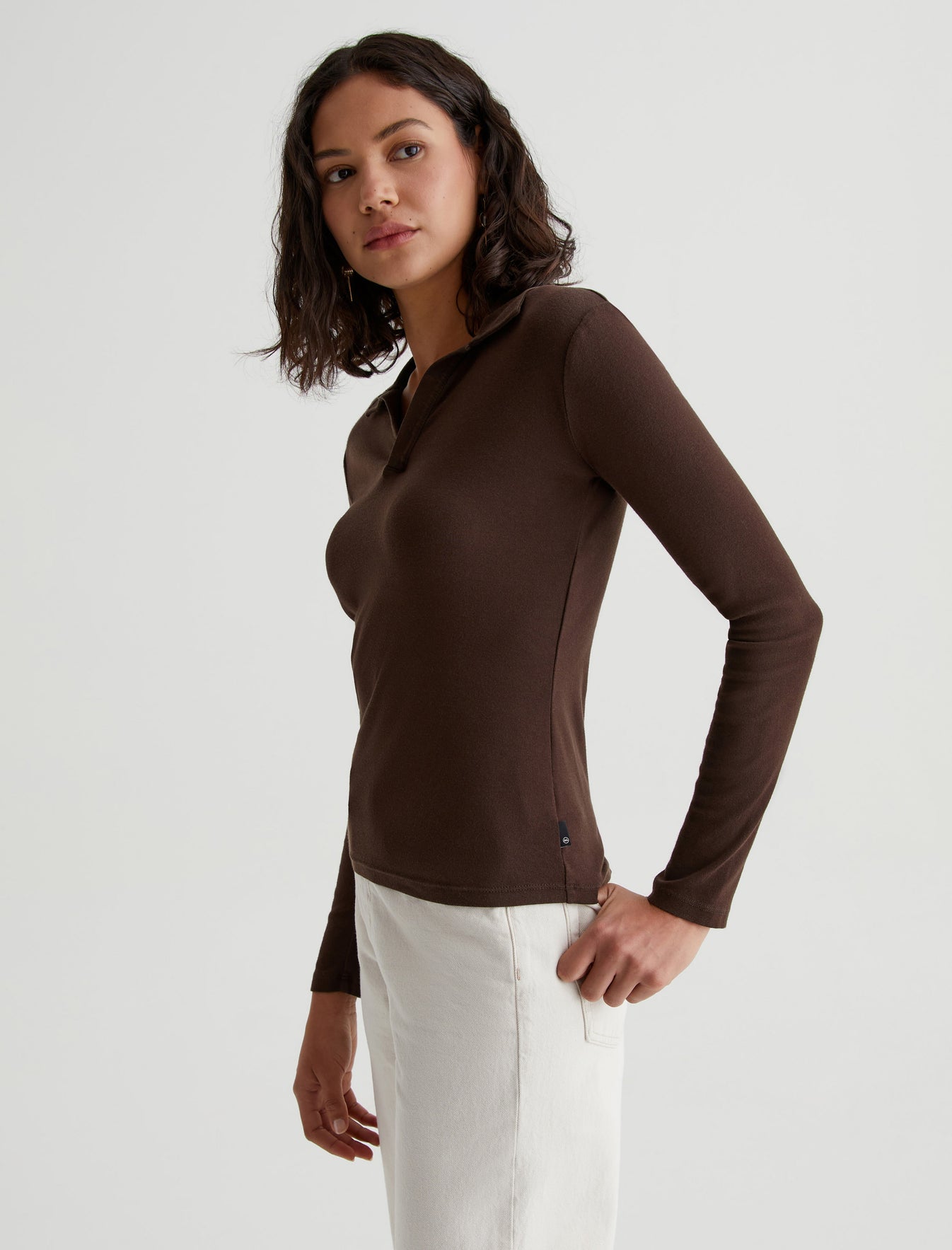 Womens Gia Long Sleeve Johnny Collar Bitter Chocolate at AG Jeans Official  Store
