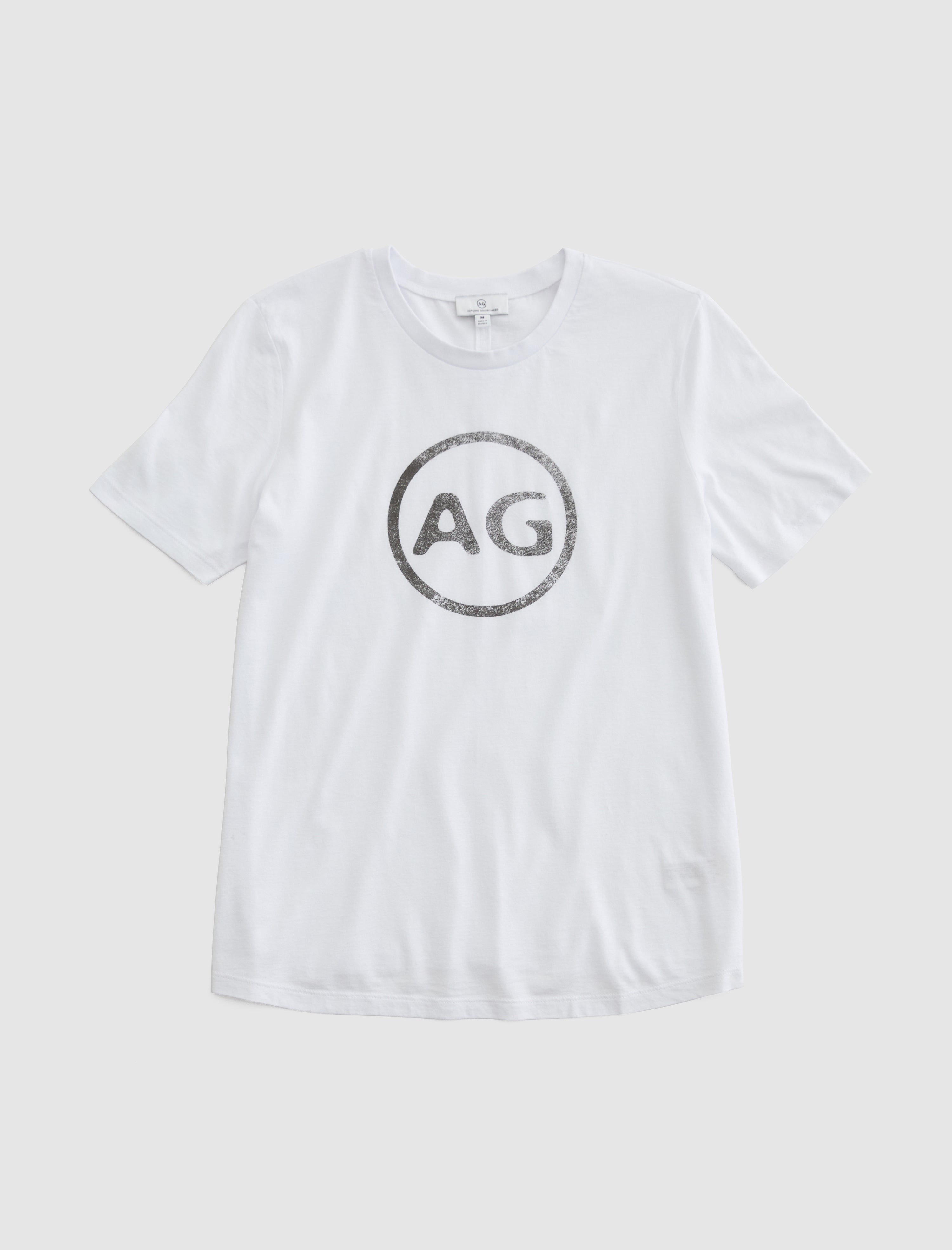 Gray Boy Tee Ag Distressed Logo Slim Crew Neck Women Top Photo 1