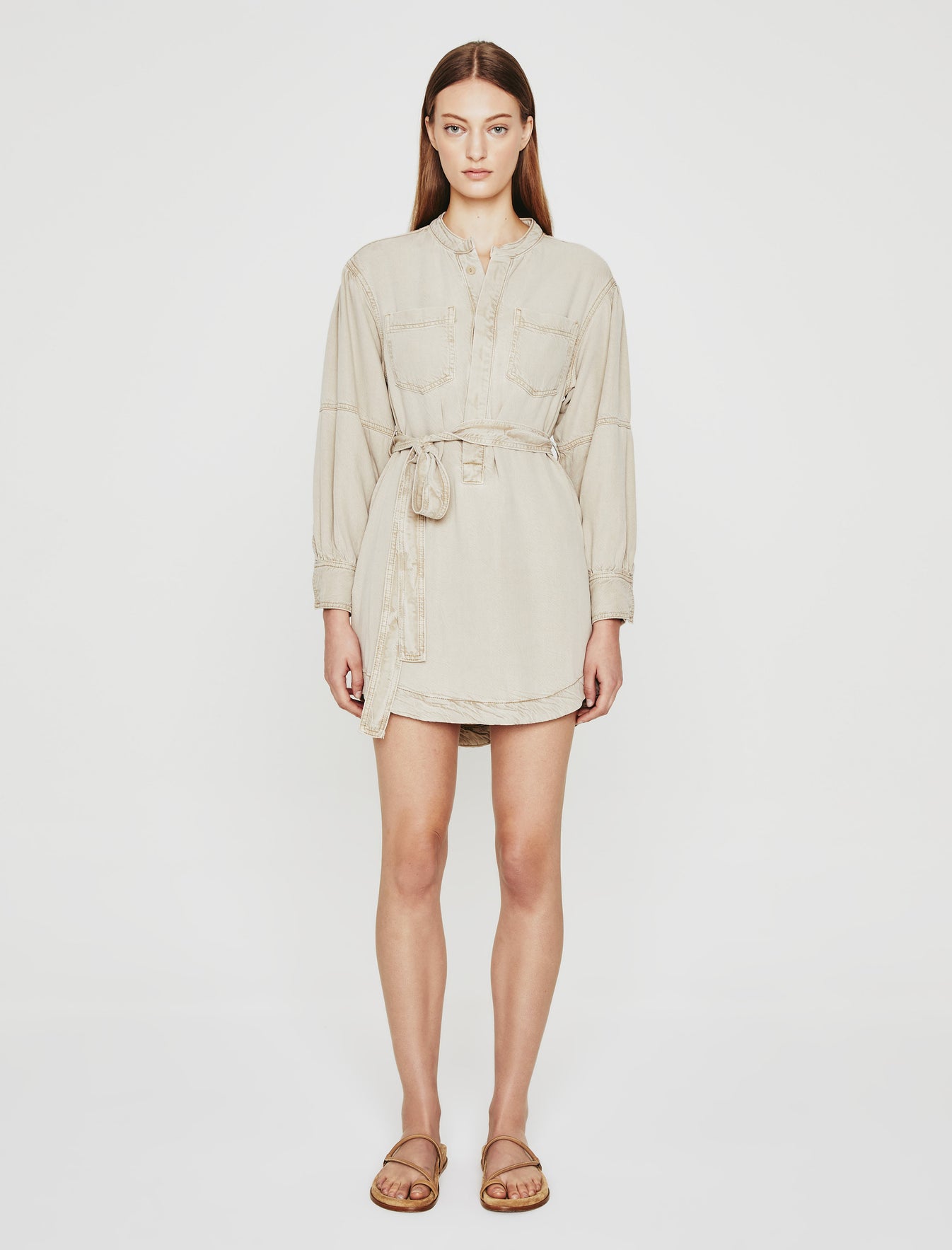 Poppy Dress Sulfur Dry Dust Belted Shirt Dress Women Onepiece Photo 1