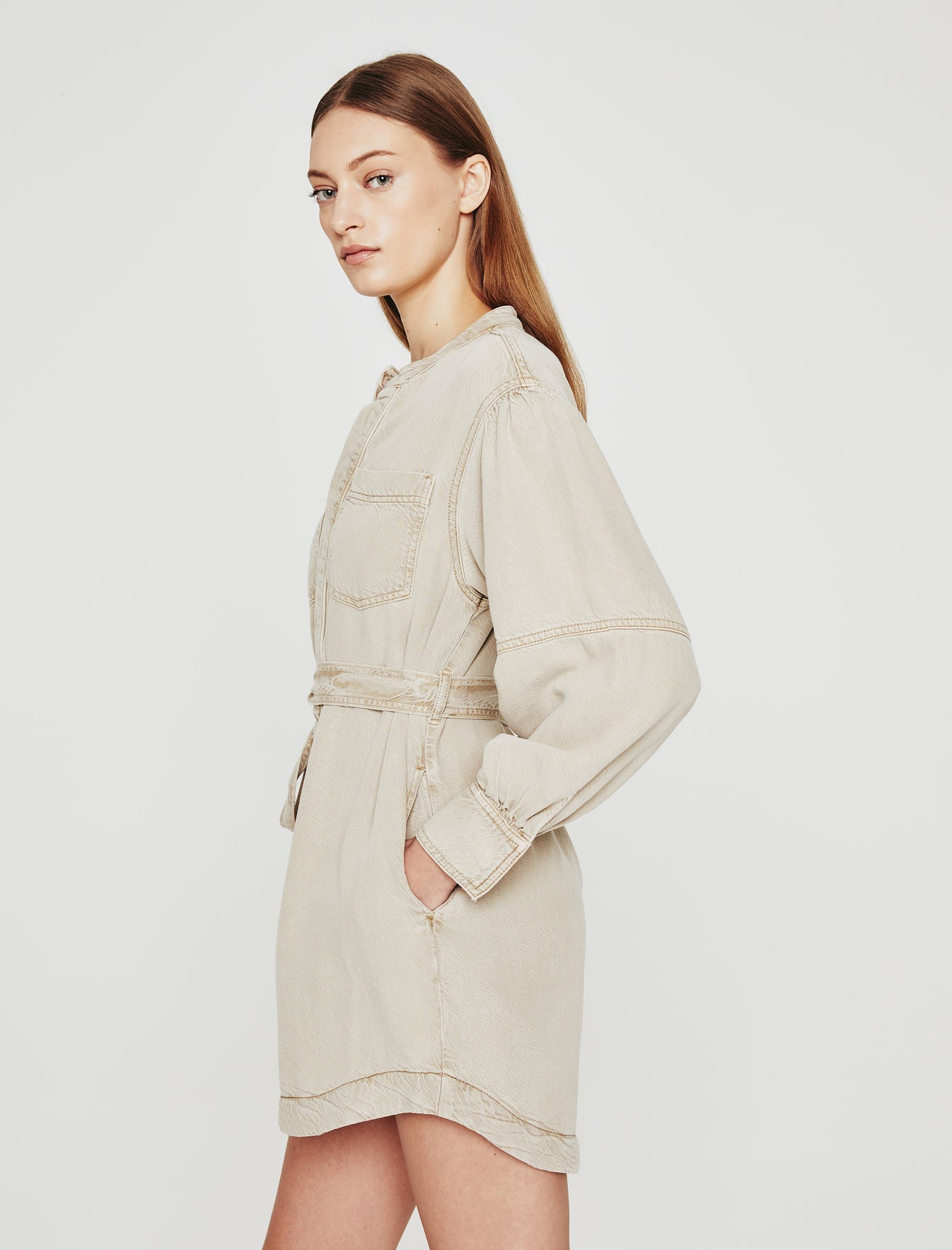 Poppy Dress Sulfur Dry Dust Belted Shirt Dress Women Onepiece Photo 4
