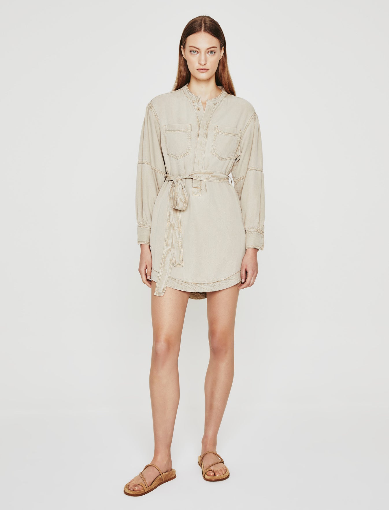 Poppy Dress Sulfur Dry Dust Belted Shirt Dress Women Onepiece Photo 7