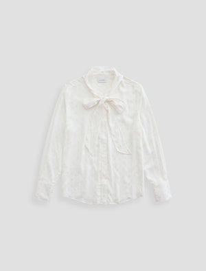 Lora Powder Tie Neck Shirt Women Top Photo 9