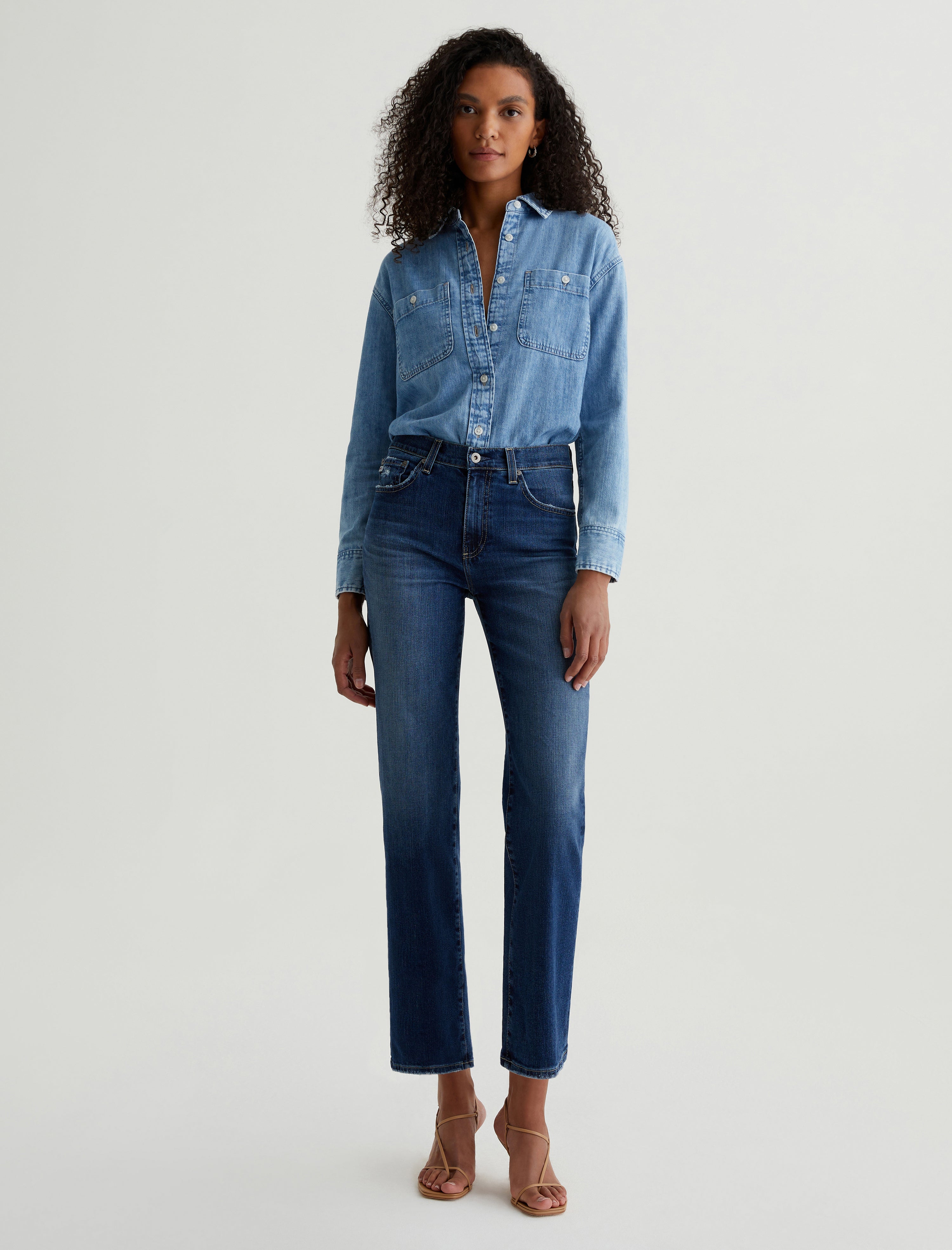 Brinley Crop 7 Years La Jolla AG ed ™ Mid Rise Straight Denim Women Bottom Photo 1