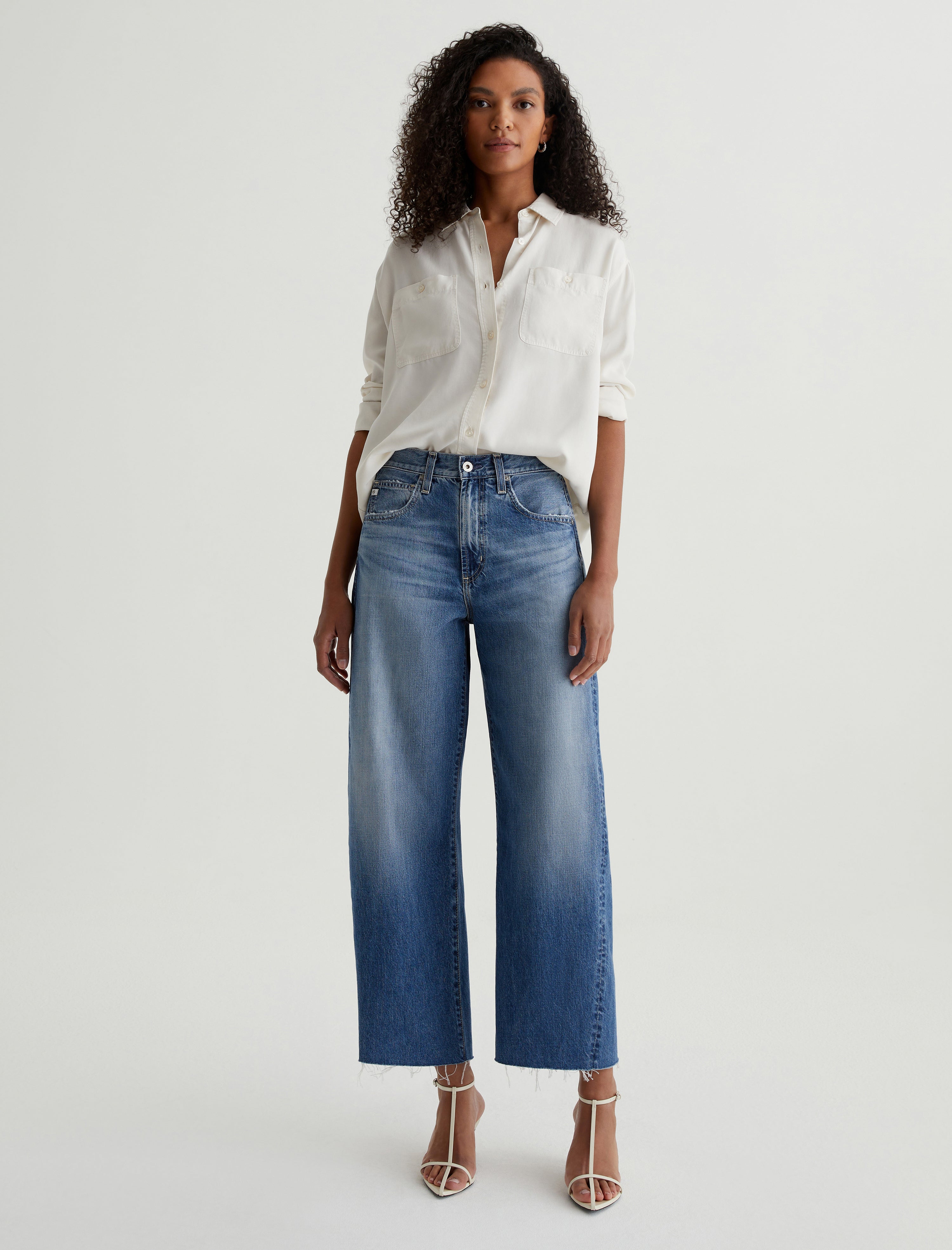 Hattie Crop Gemini High Rise Barrel Women Bottom Photo 1