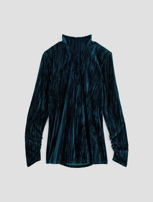 Candice Deep Lagoon Open Back Turtleneck Women Top Photo 9