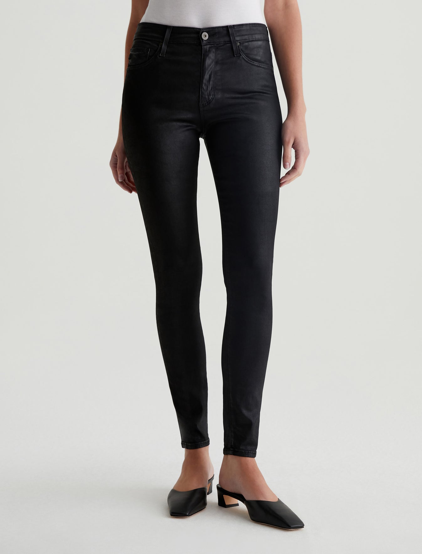 Farrah Skinny Ankle Leatherette Super Black Leatherette High-Rise Skinny Ankle Women Bottom Photo 2