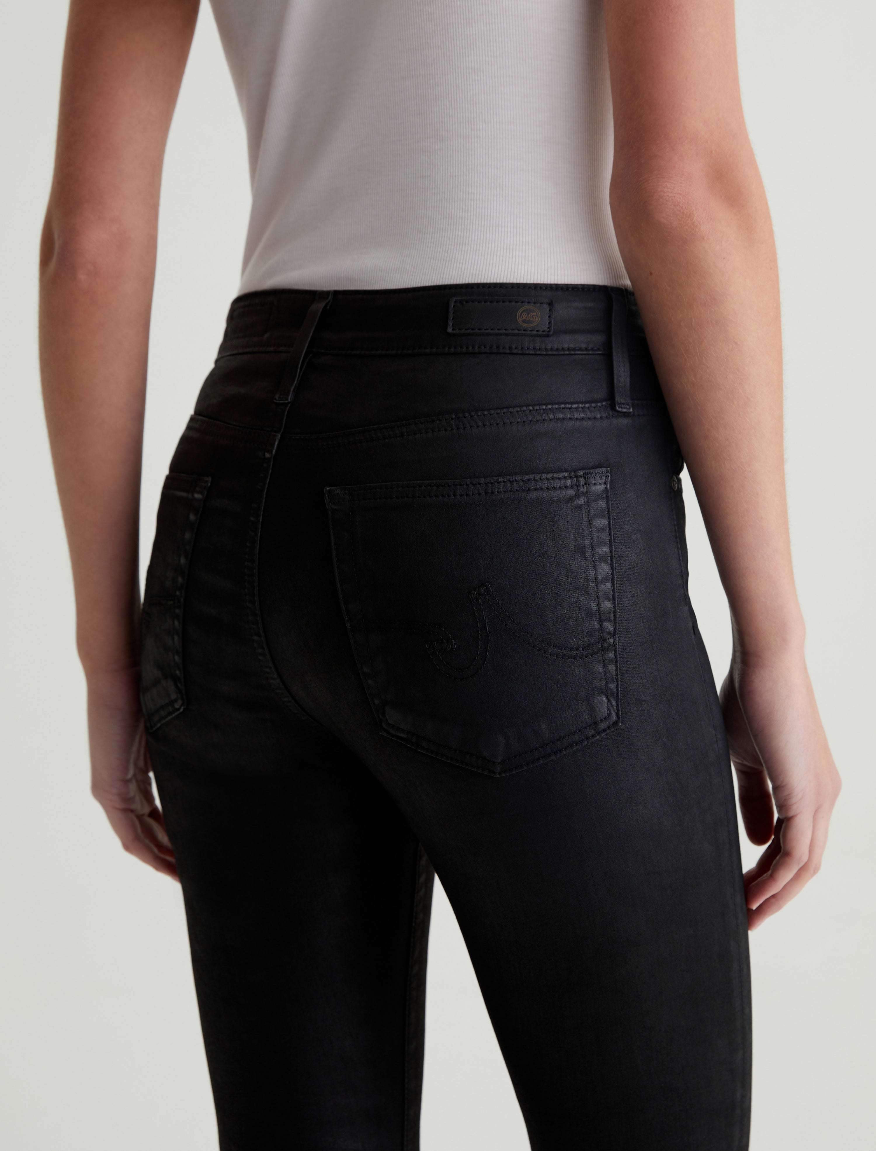 Farrah Skinny Ankle Leatherette Super Black Mid-Rise Skinny Ankle Women Bottom Photo 6