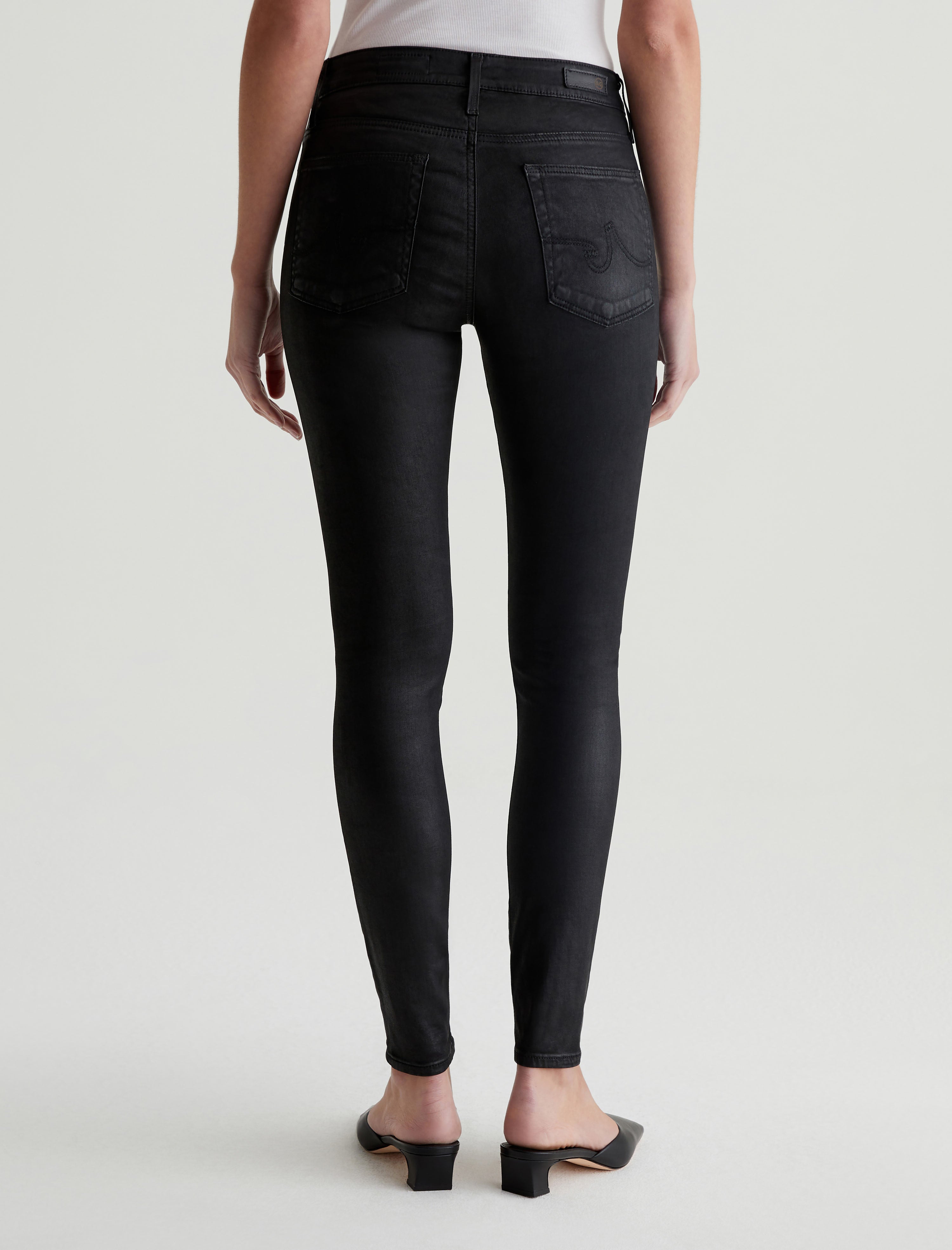 Farrah Skinny Ankle Leatherette Super Black Mid-Rise Skinny Ankle Women Bottom Photo 7