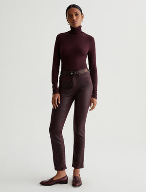 Mari Leatherette Pinot Noir Leatherette High-Rise Slim Straight Photo 1