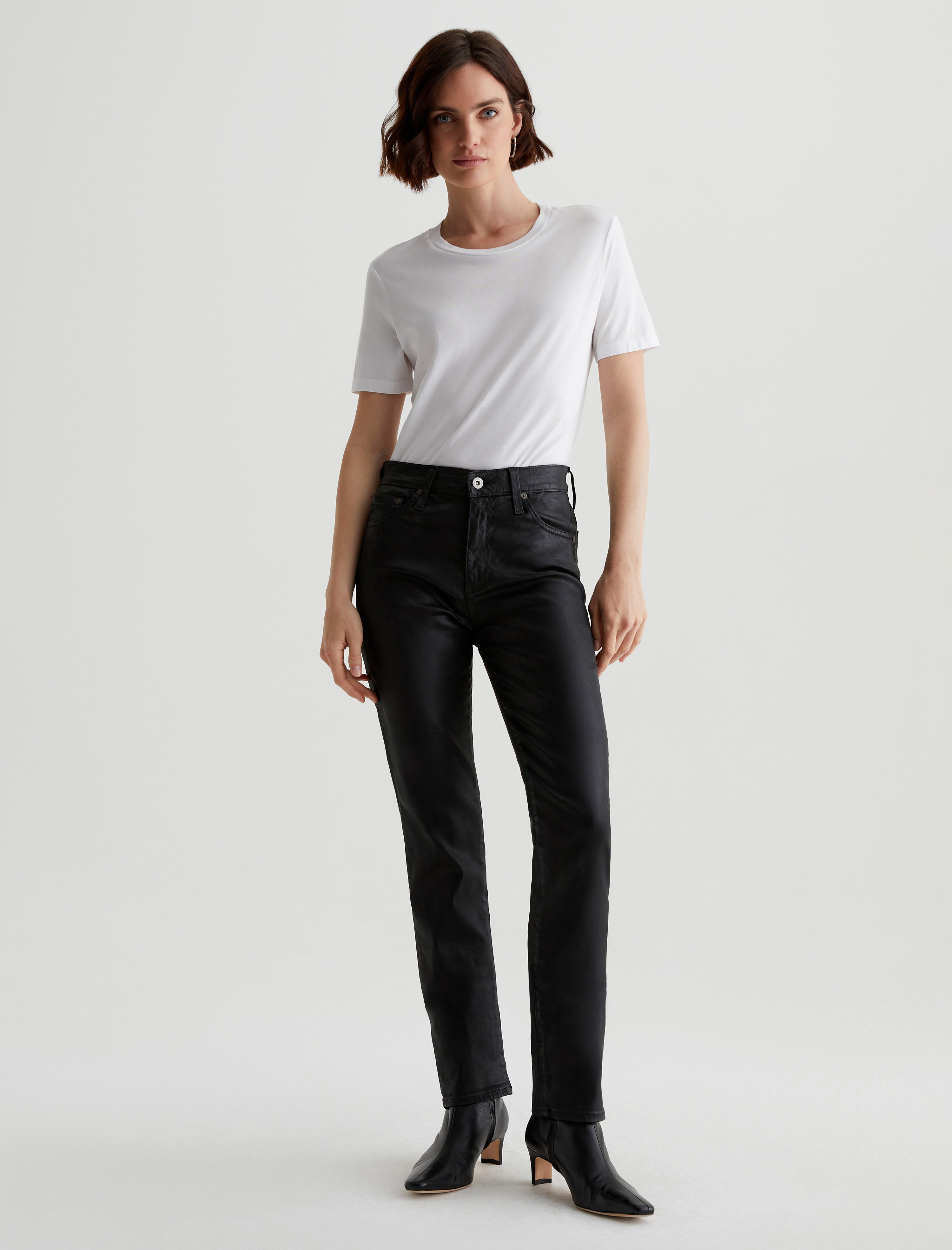 Mari Extended Leatherette Super Black High-Rise Slim Straight Women Bottom Photo 1