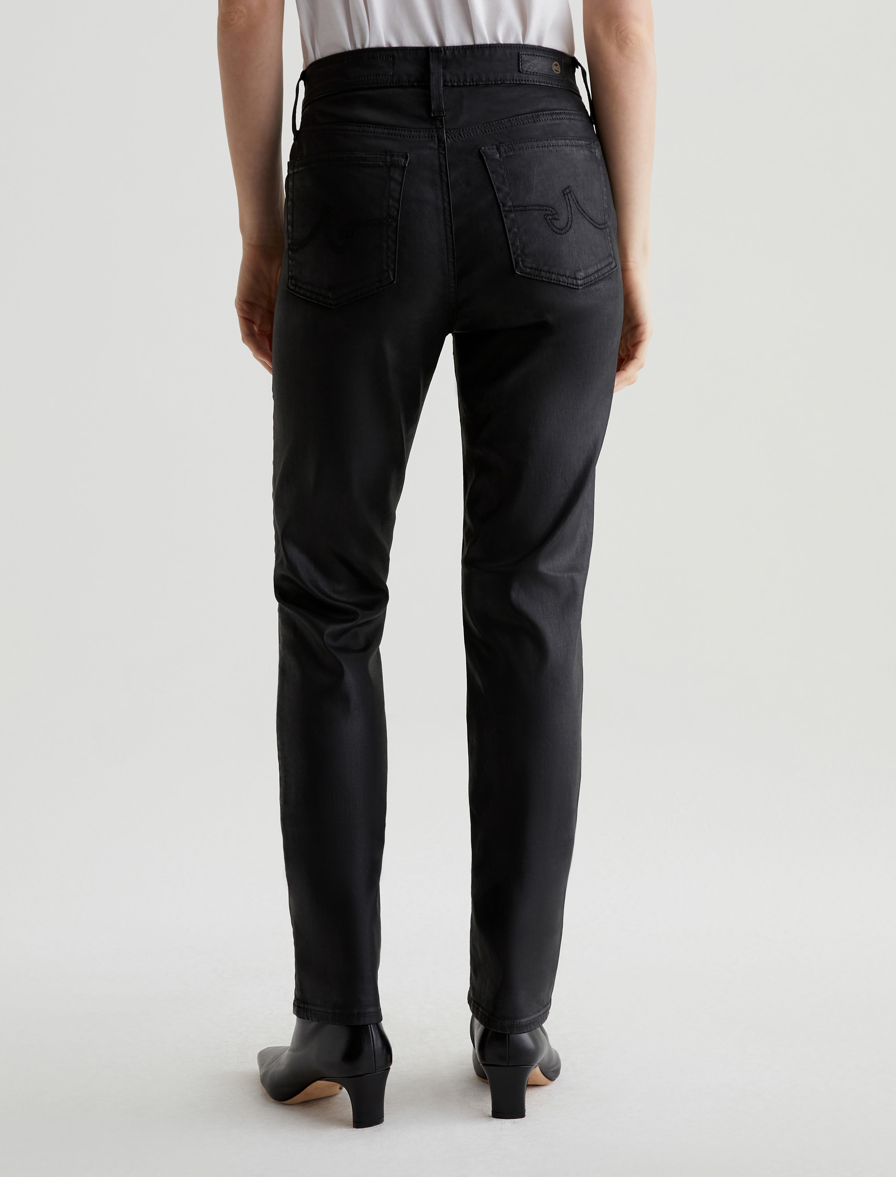 Mari Extended Leatherette Super Black High-Rise Slim Straight Women Bottom Photo 7