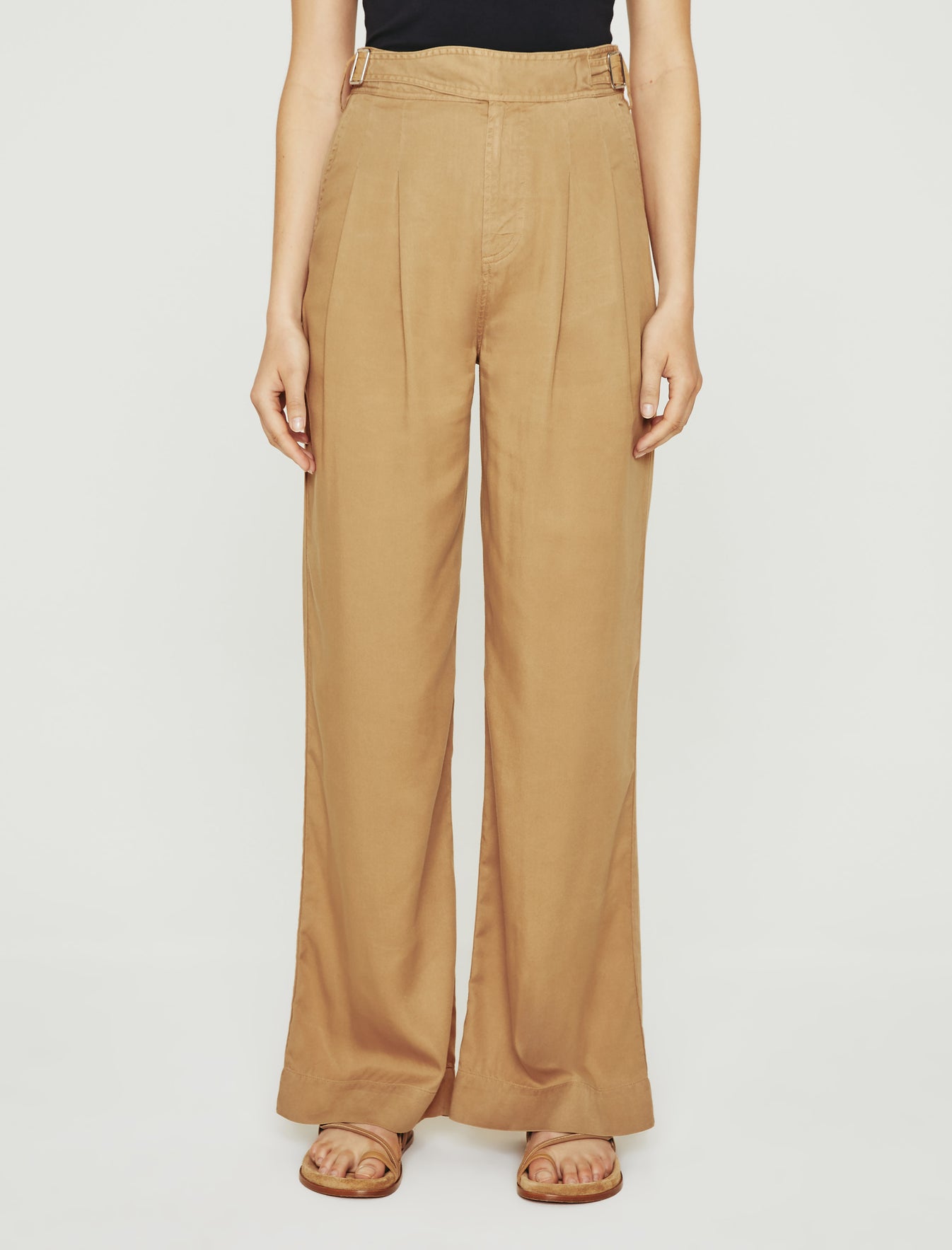 Natalie Antique Bronze Double Pleats Wide Leg Trouser Women Bottom Photo 2