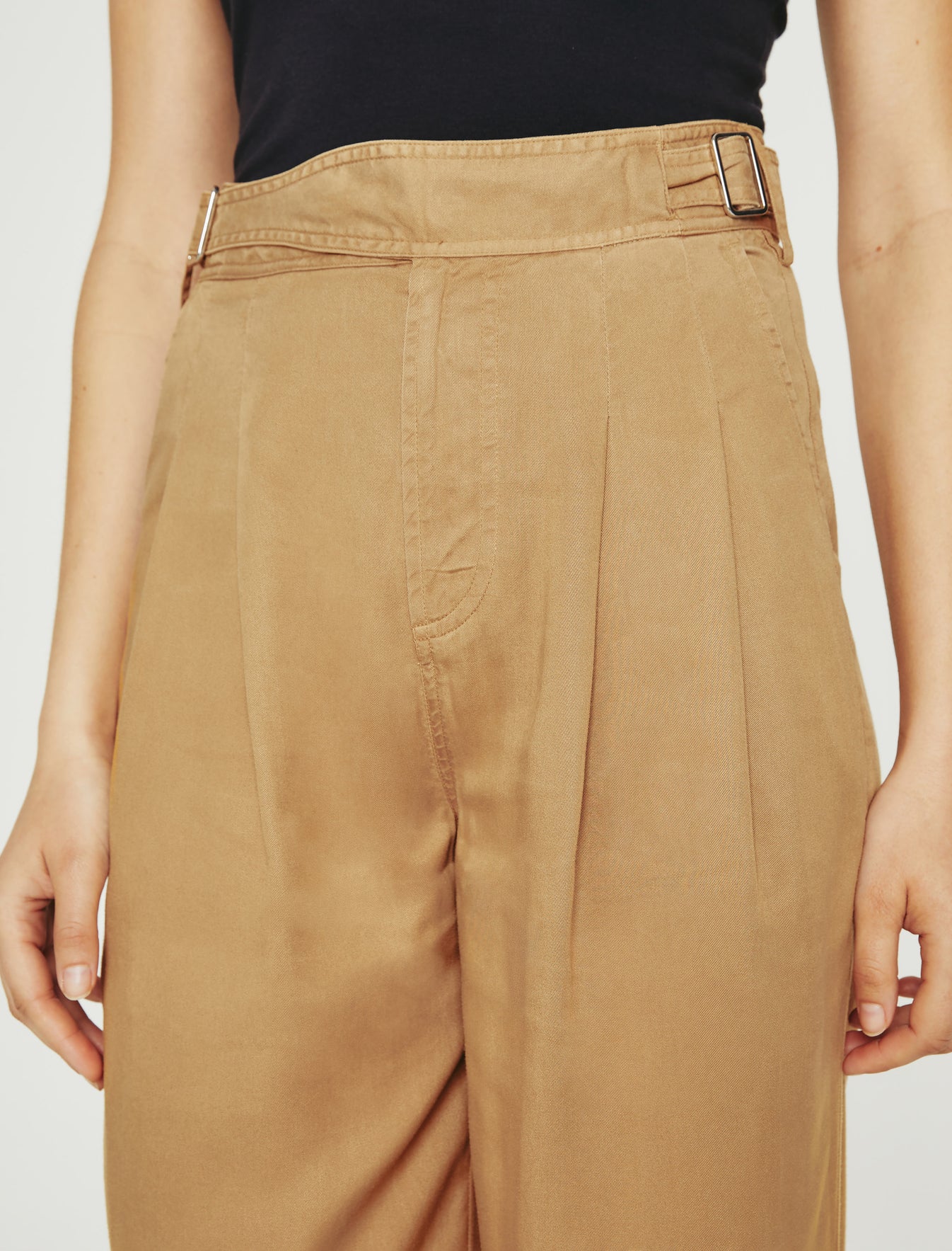 Natalie Antique Bronze Double Pleats Wide Leg Trouser Women Bottom Photo 3