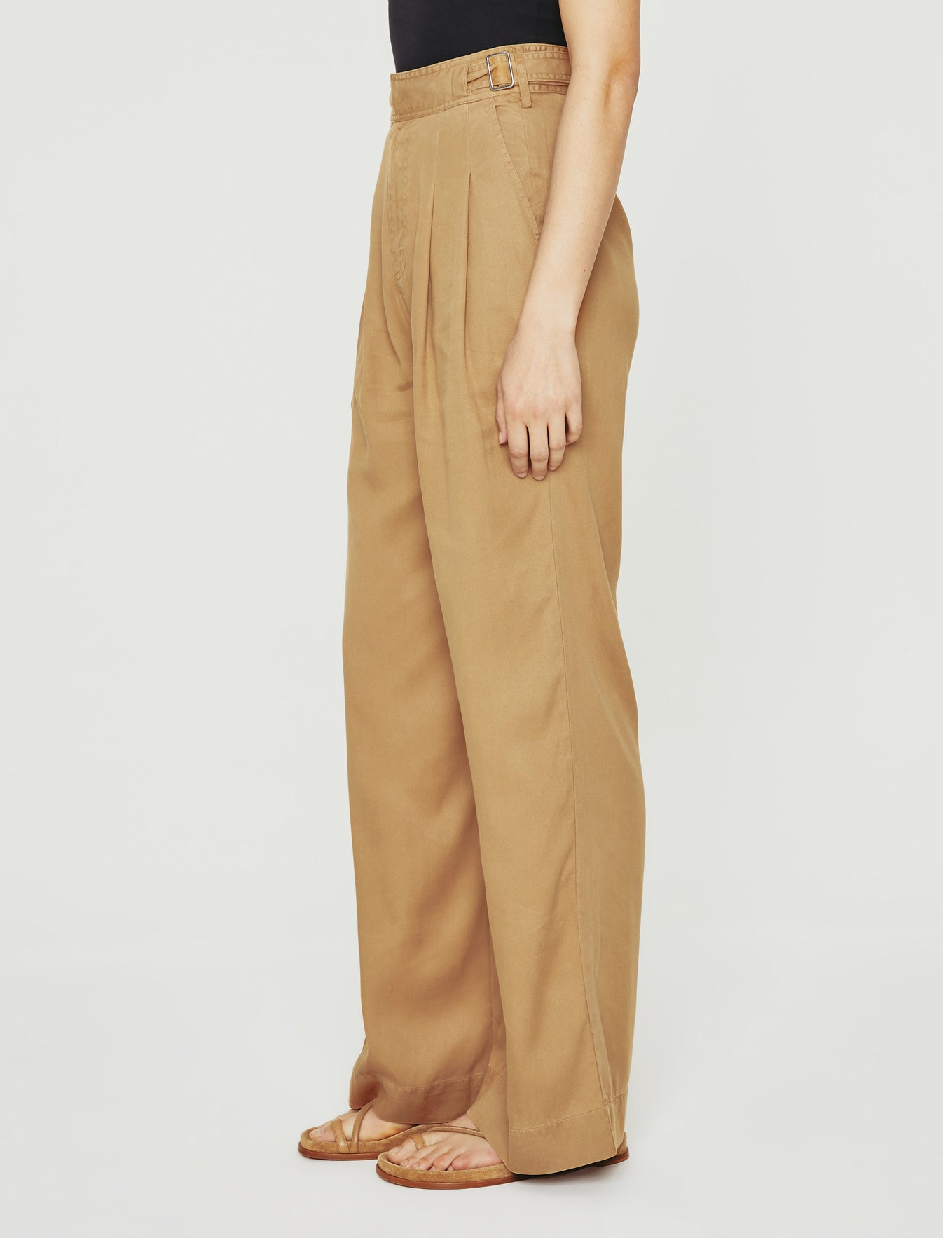 Natalie Antique Bronze Double Pleats Wide Leg Trouser Women Bottom Photo 4