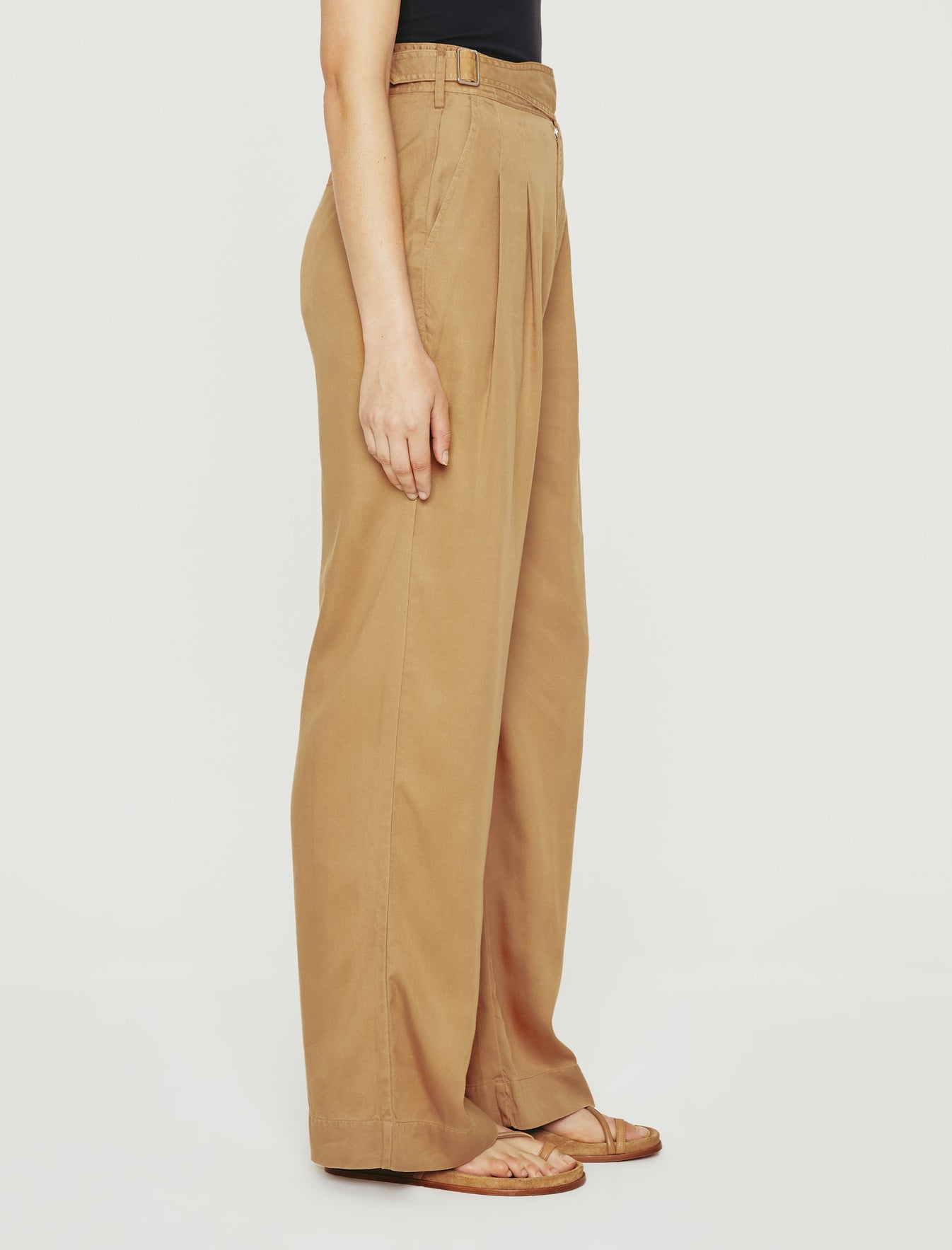 Natalie Antique Bronze Double Pleats Wide Leg Trouser Women Bottom Photo 5