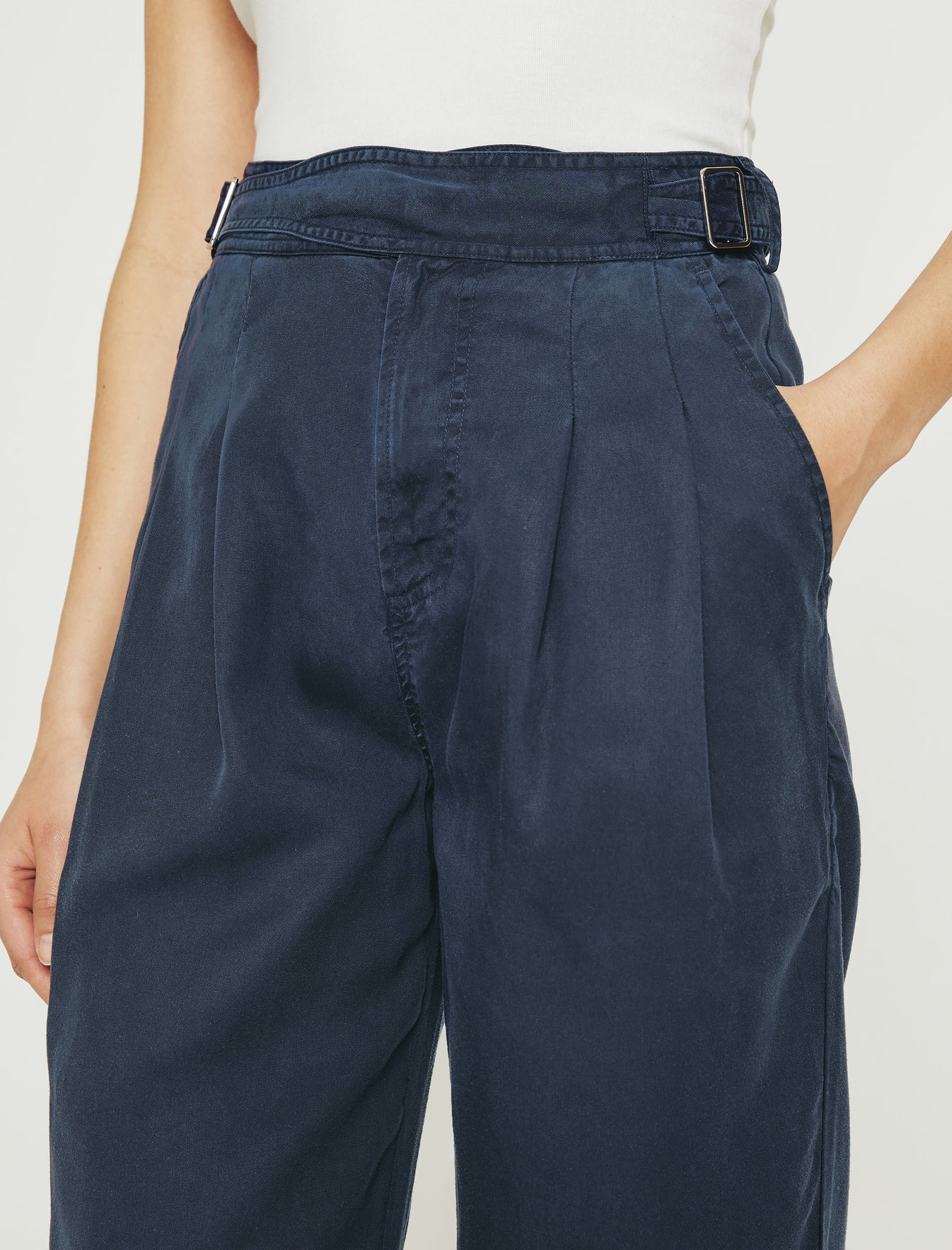 Natalie Deep Navy Double Pleats Wide Leg Trouser Women Bottom Photo 3