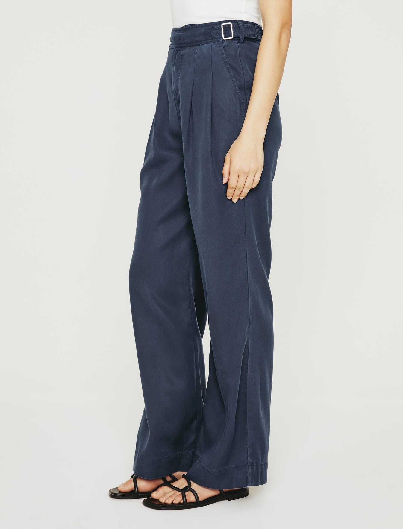 Natalie Deep Navy Double Pleats Wide Leg Trouser Women Bottom Photo 4