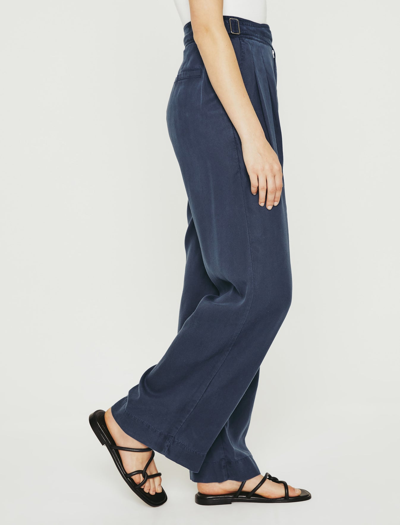 Natalie Deep Navy Double Pleats Wide Leg Trouser Women Bottom Photo 5