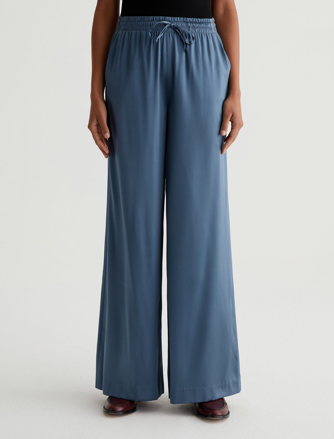 Kayla Blue Ice Luxe Silk Relaxed Wide Leg Pant Photo 2