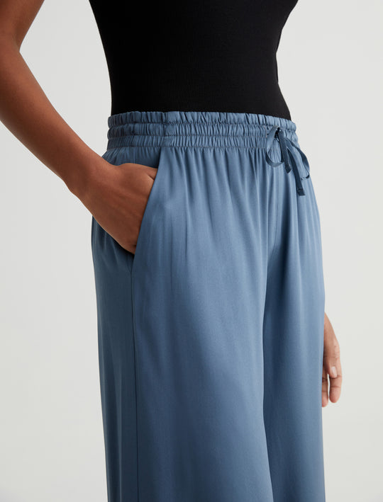 Kayla Blue Ice Luxe Silk Relaxed Wide Leg Pant Photo 3