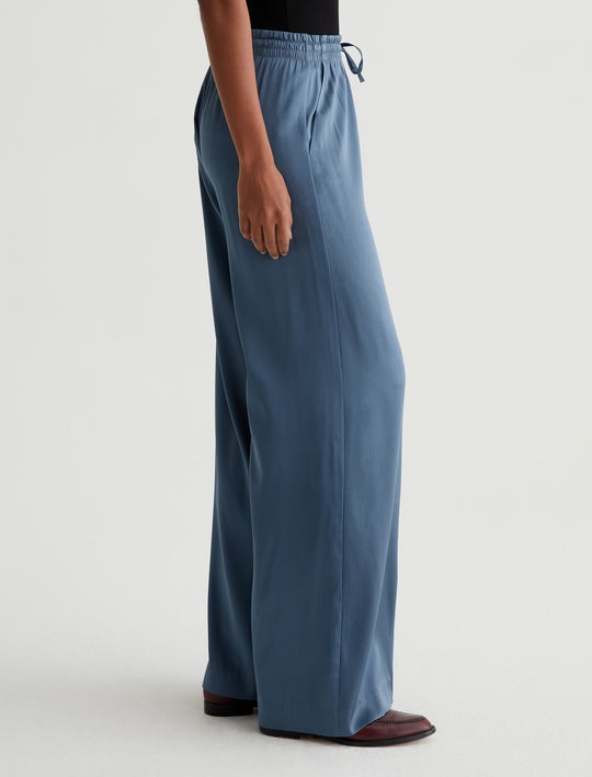 Kayla Blue Ice Luxe Silk Relaxed Wide Leg Pant Photo 4