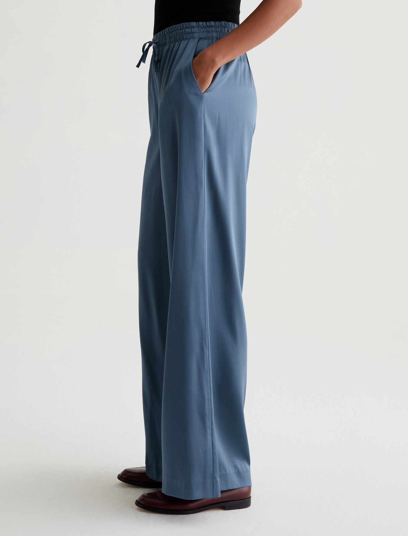 Kayla Blue Ice Luxe Silk Relaxed Wide Leg Pant Photo 5