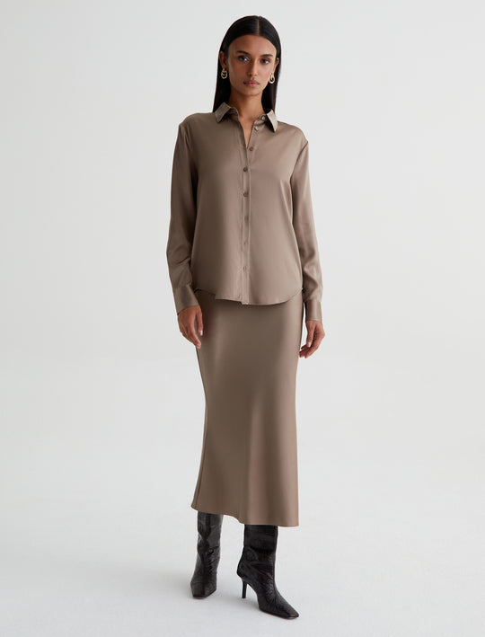 Karina Skirt Brooklyn Taupe Classic Skirt Women Bottom Photo 1