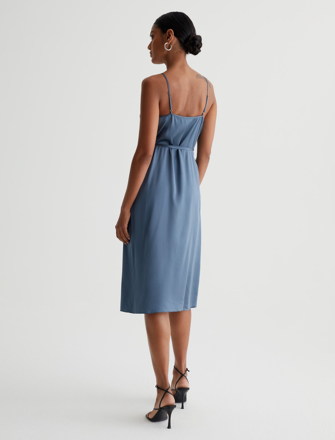 Seah Dress Blue Ice Luxe Silk Classic Wrap Dress Women Top Photo 6