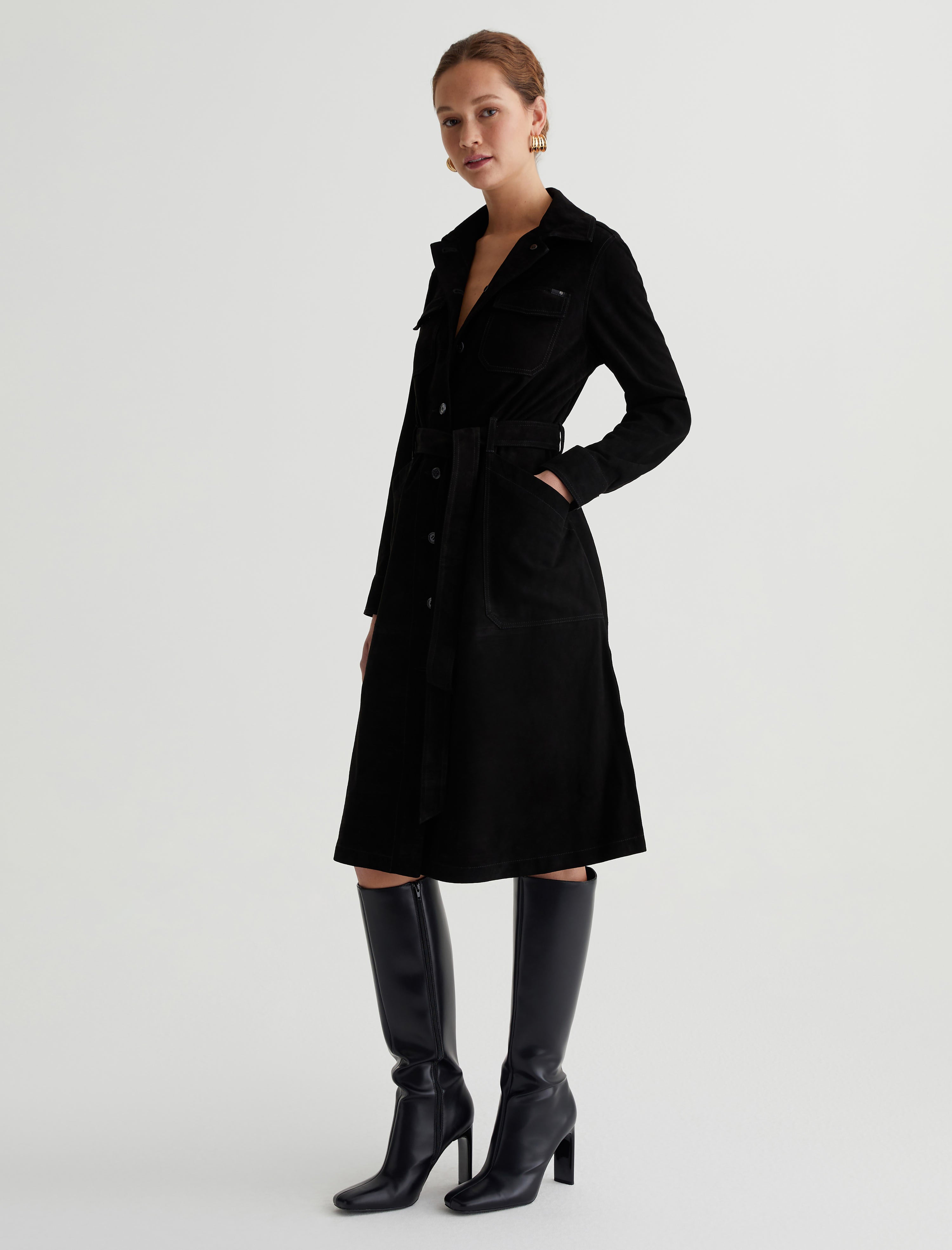 Womens Novi Safari Trench Dress True Black at AG Jeans Official Store