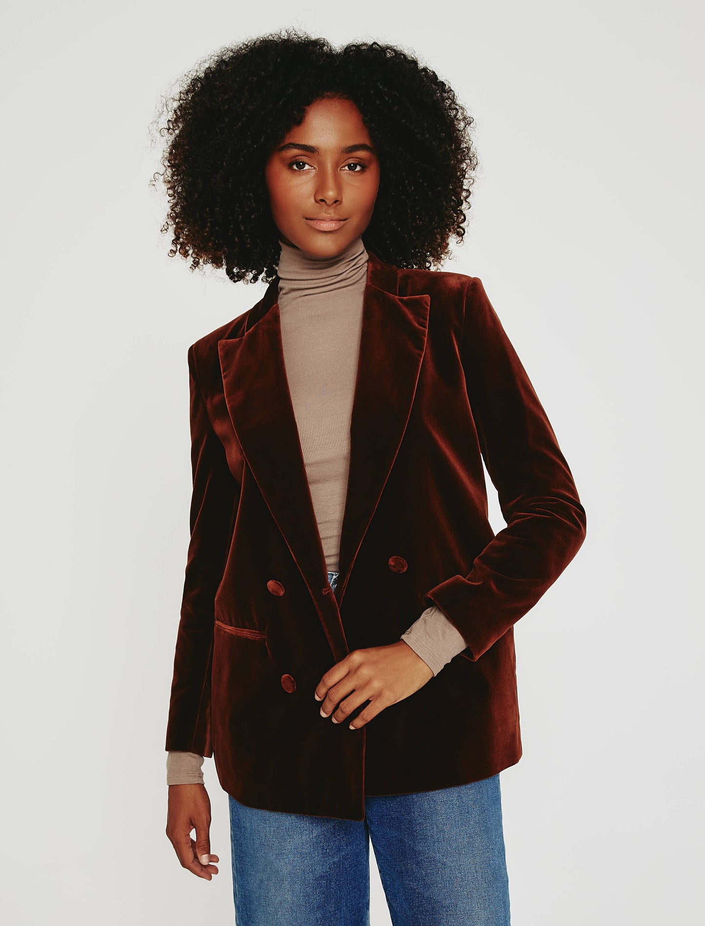 Renzo Blazer Cognac Made In Italy Women Top Photo 3